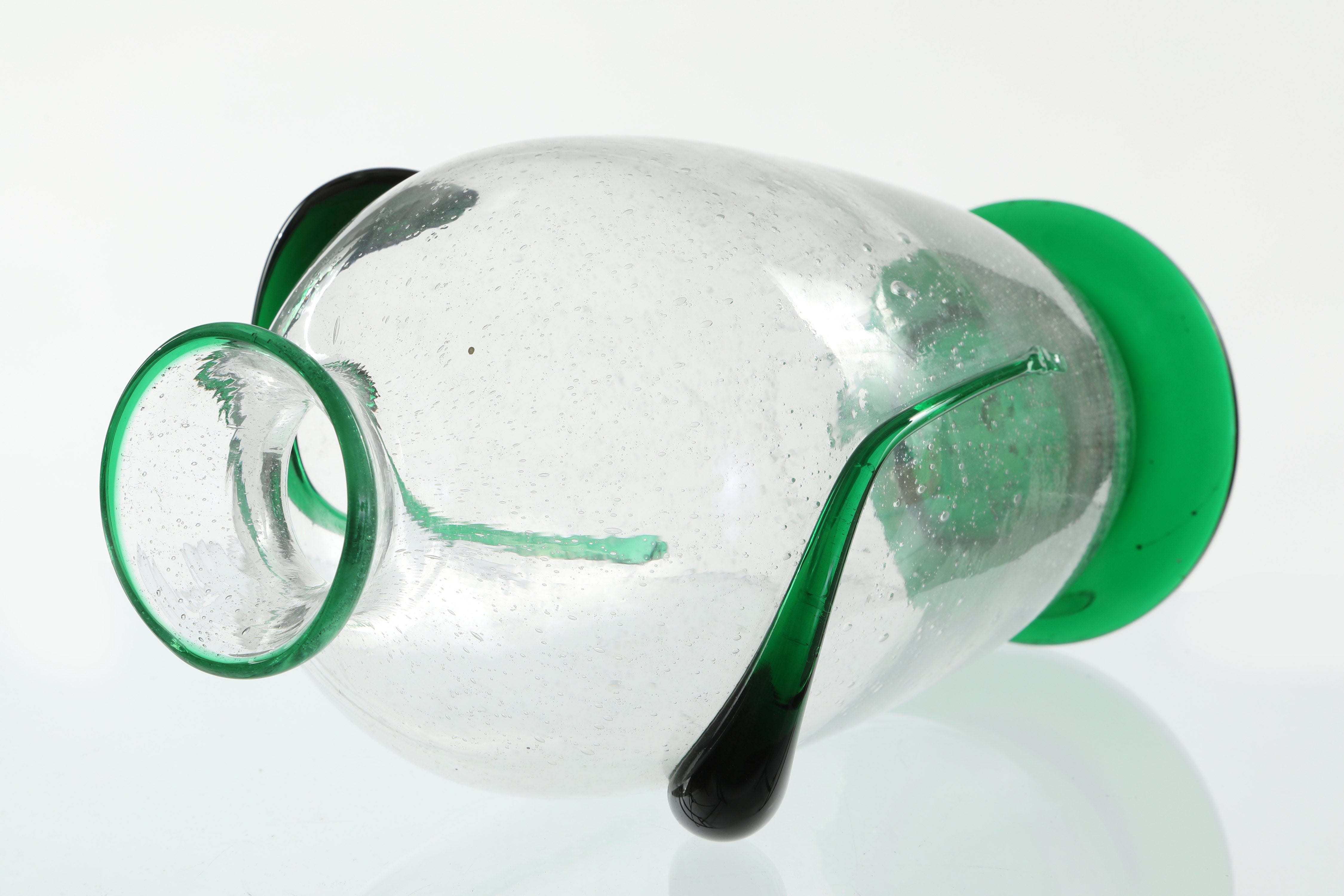 Bullicante glass vase with green bands