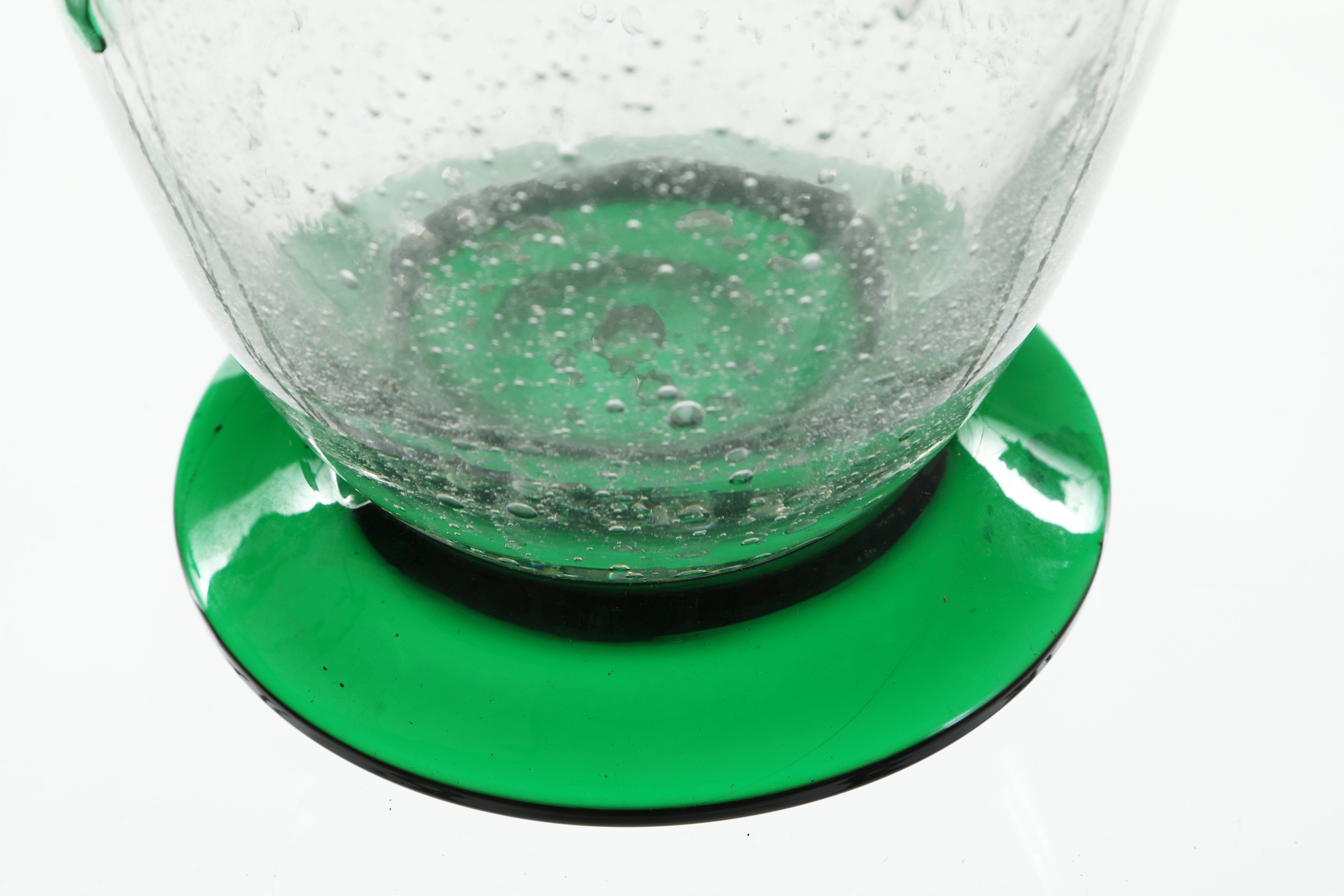 Bullicante glass vase with green bands