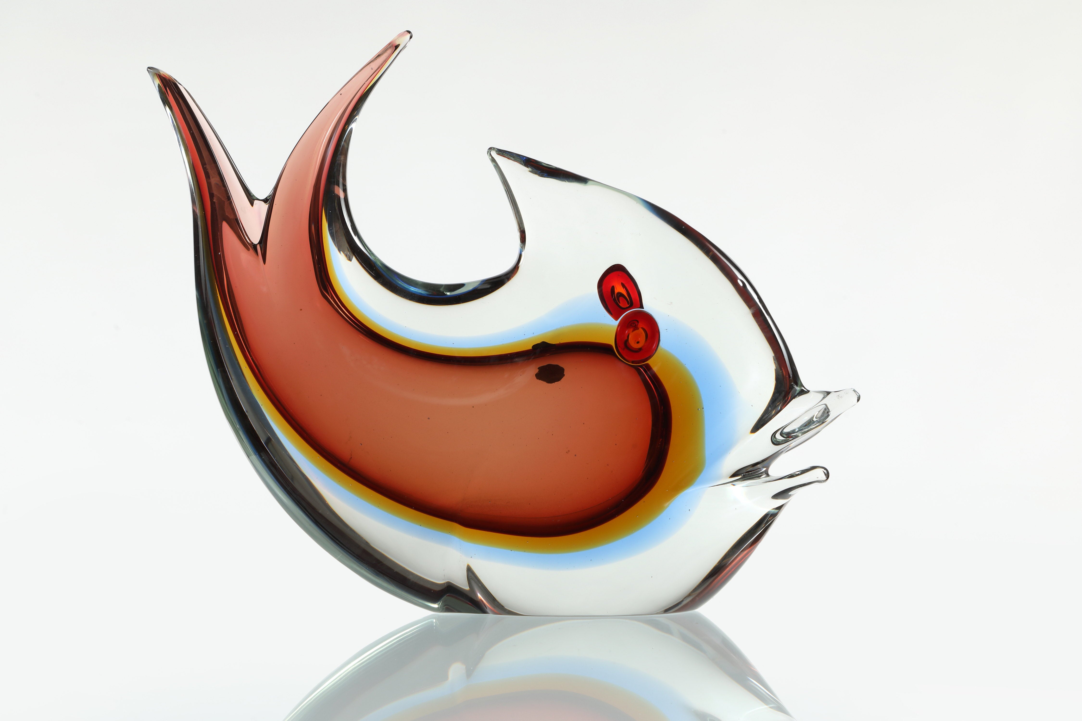 Submerged flower vase in Murano glass fish shape