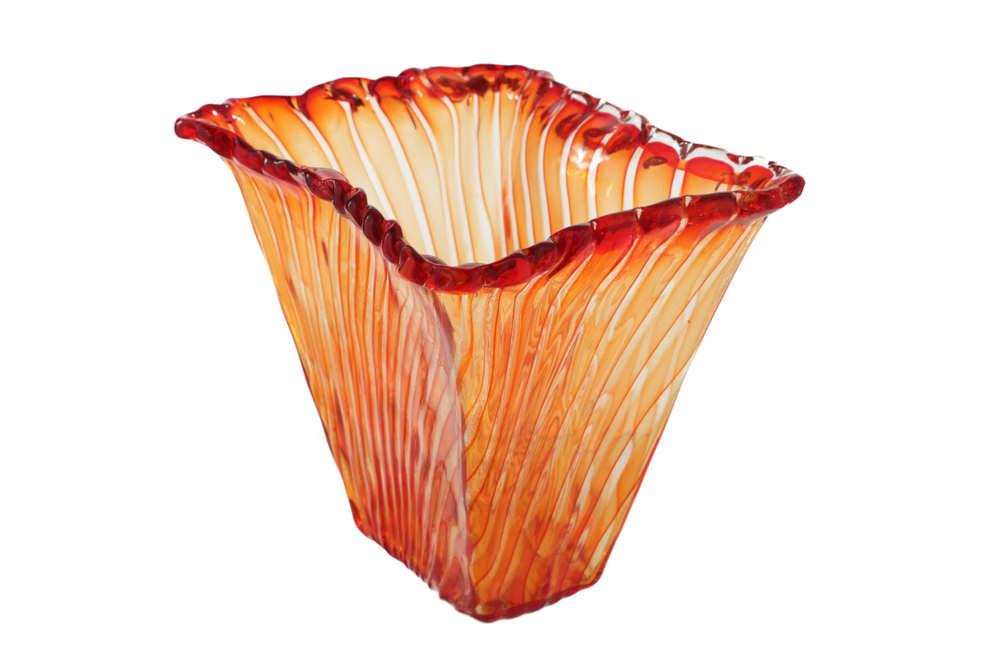 Vaso vetro canne rosse anni 80