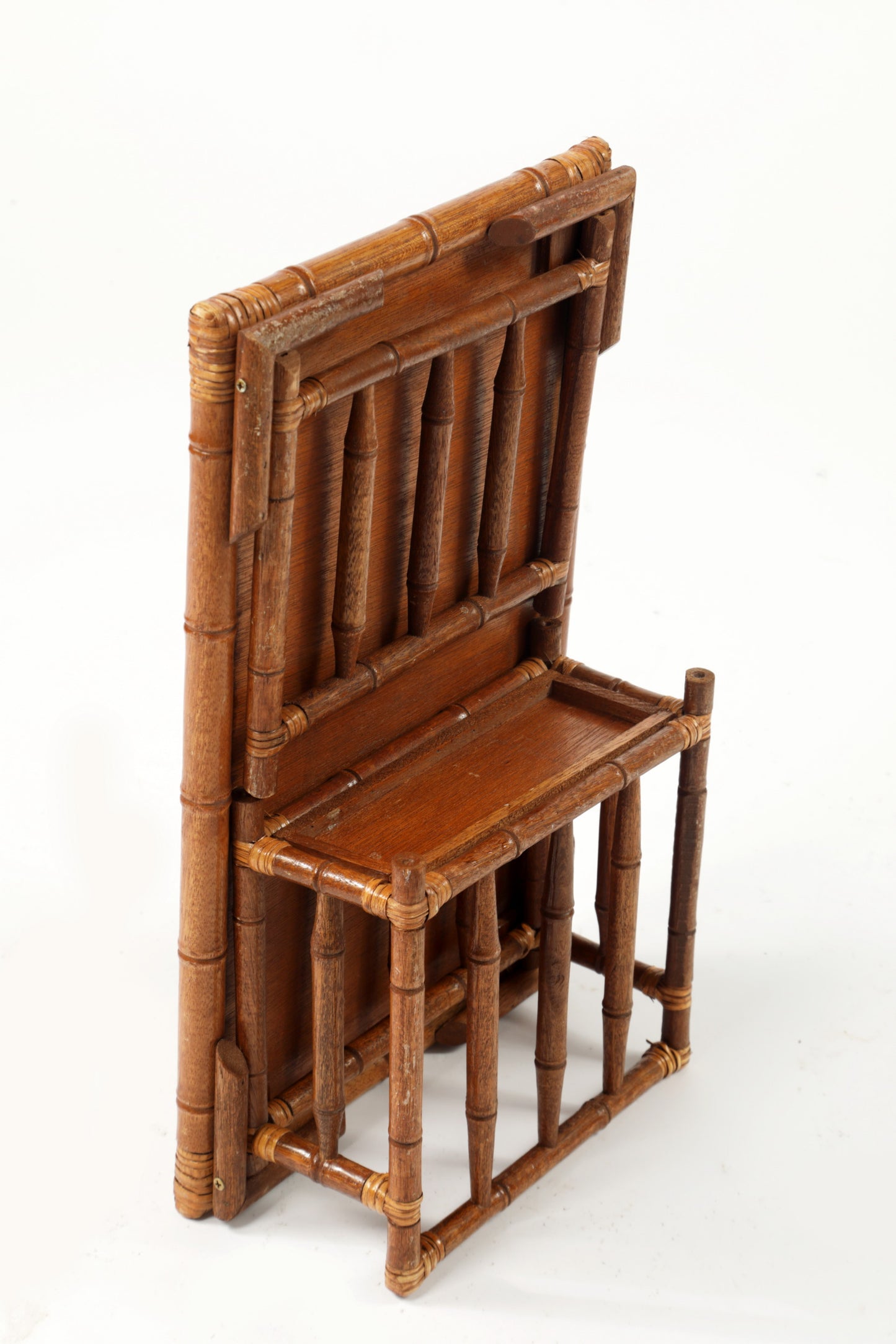 Vassoio da colazione bamboo intrecciato con porta riviste anni 70