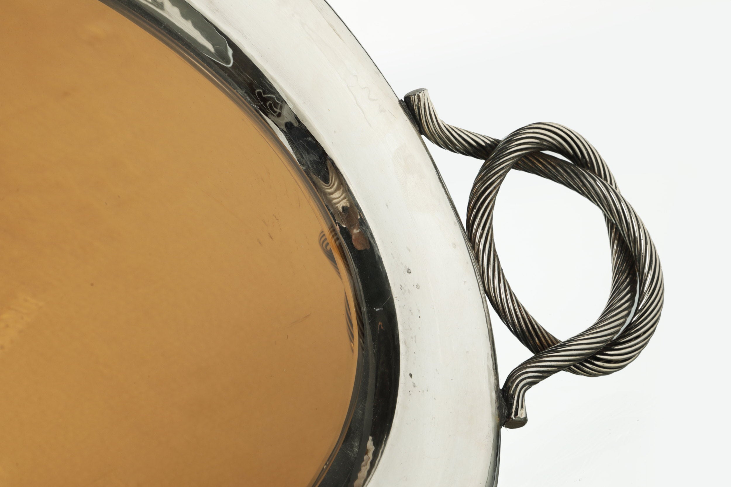 1970s oval mirrored tray