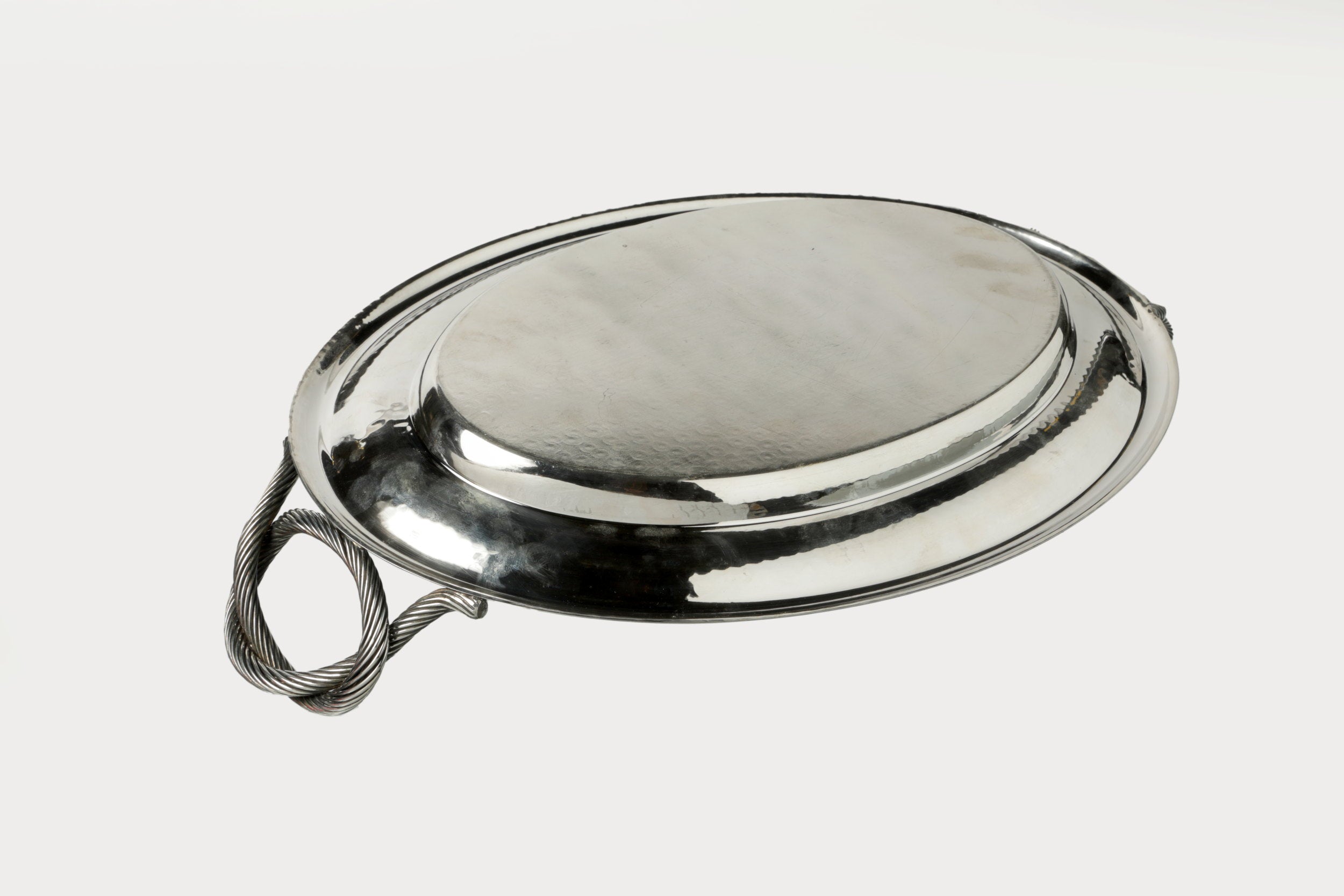 1970s oval mirrored tray