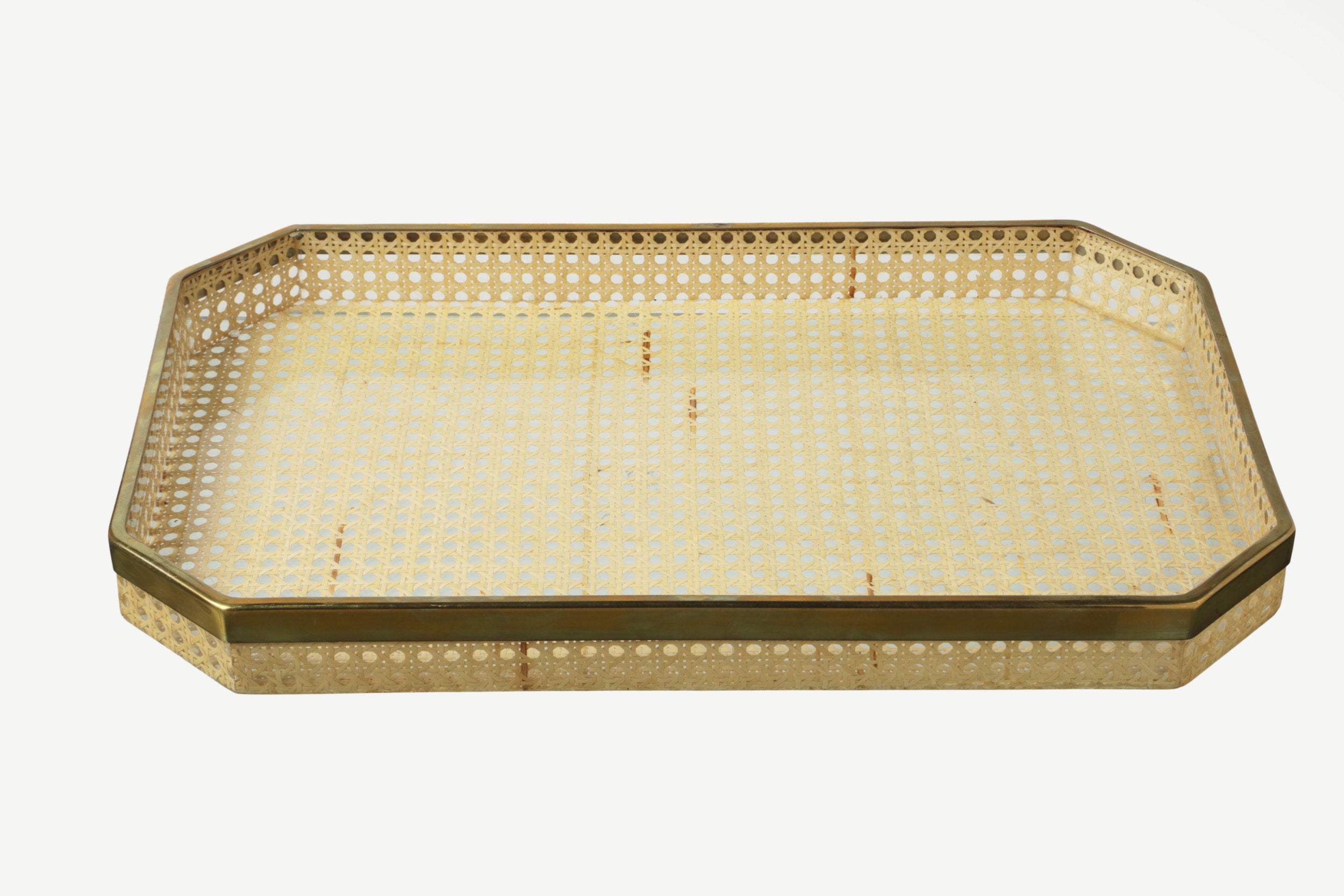 Plexiglass tray Vienna straw attributed to Christian Dior