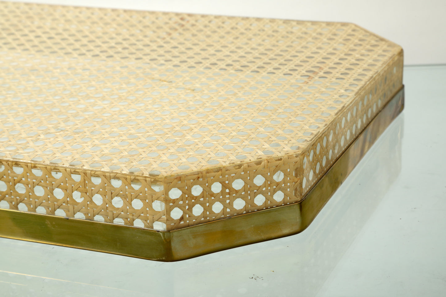 Plexiglass tray Vienna straw attributed to Christian Dior