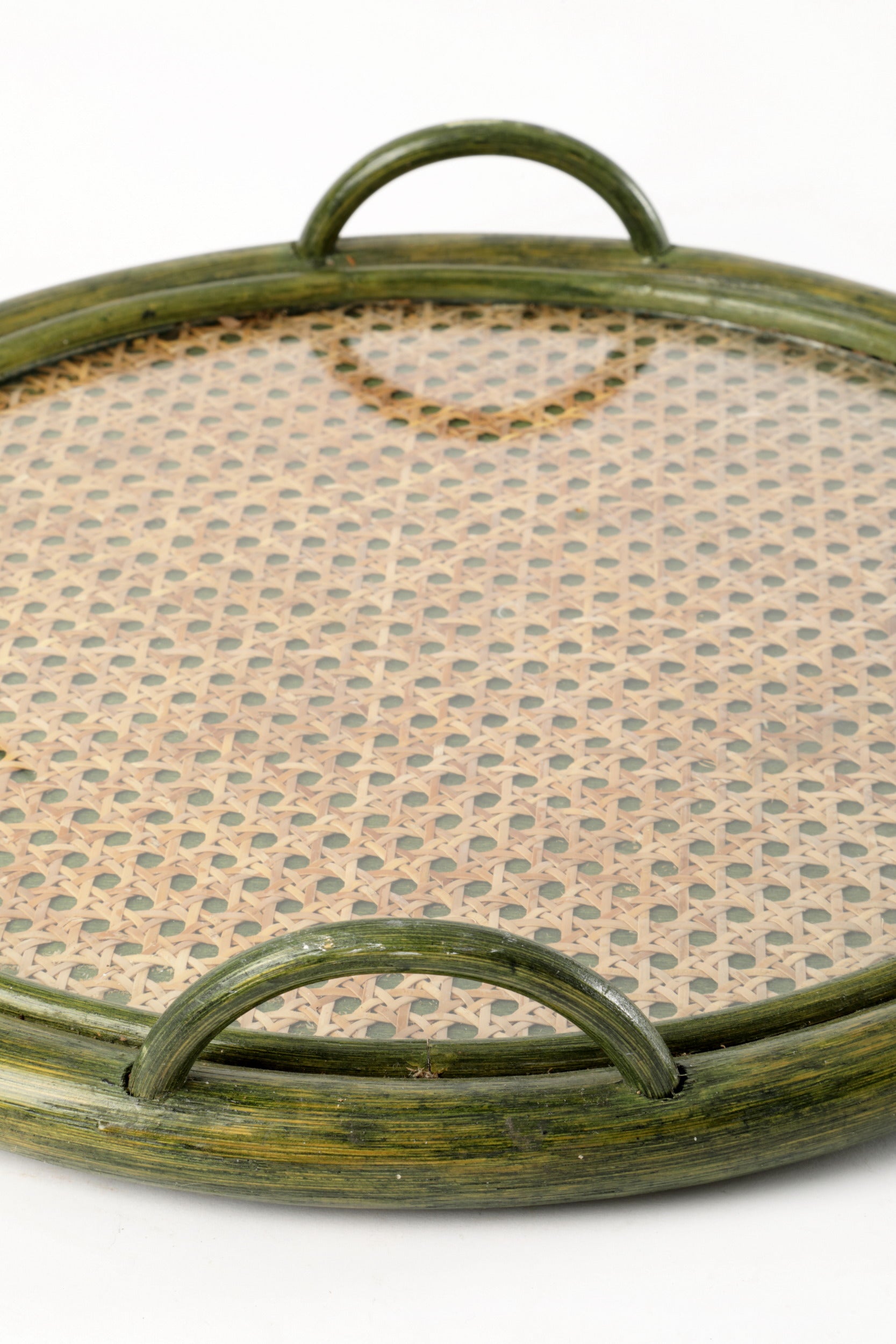 Green bamboo tray from the 70s