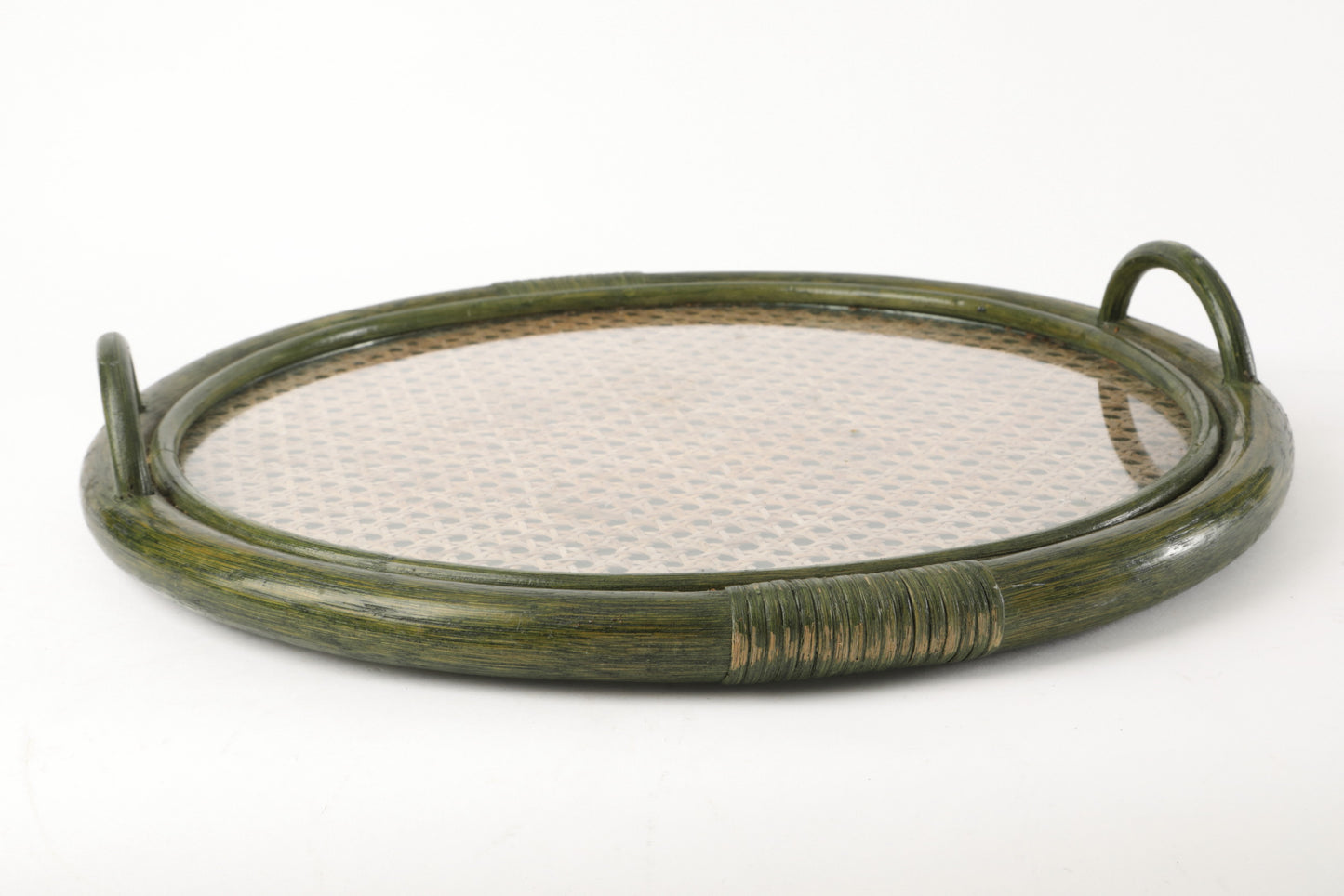 Vassoio bamboo verde anni 70