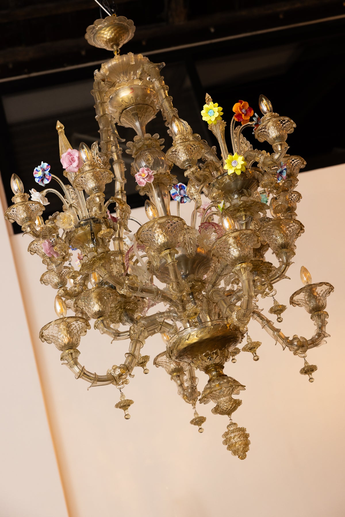 Lampadario monumentale in stile Ca' Rezzonico Murano XX Secolo