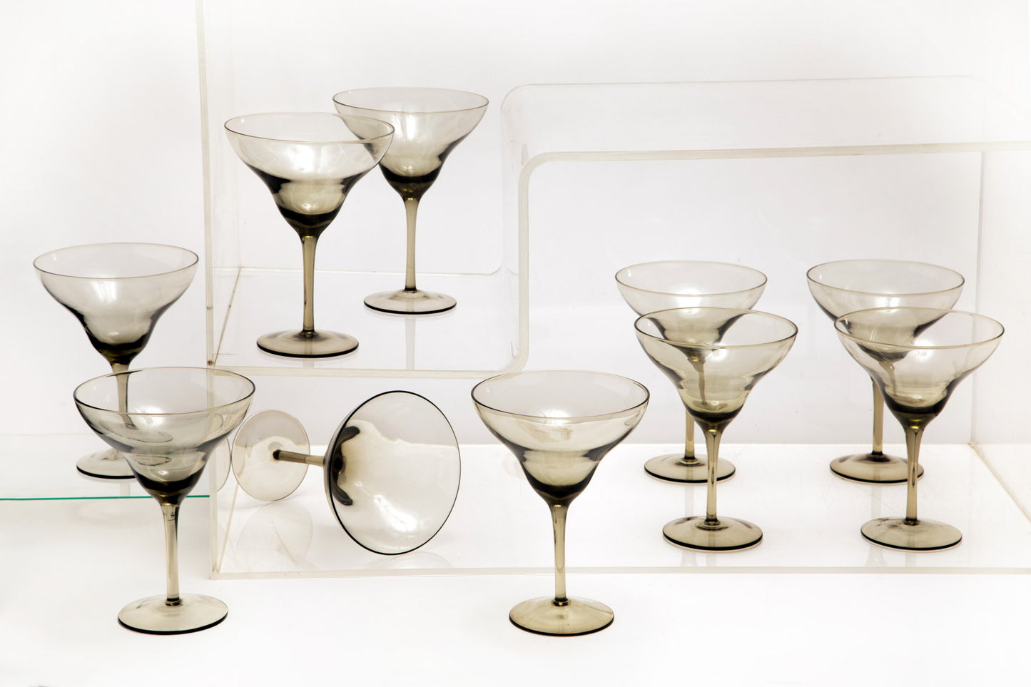 10 smoked glass bowls from the 60s