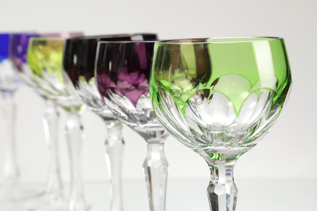 12 colored Bohemia crystal glasses