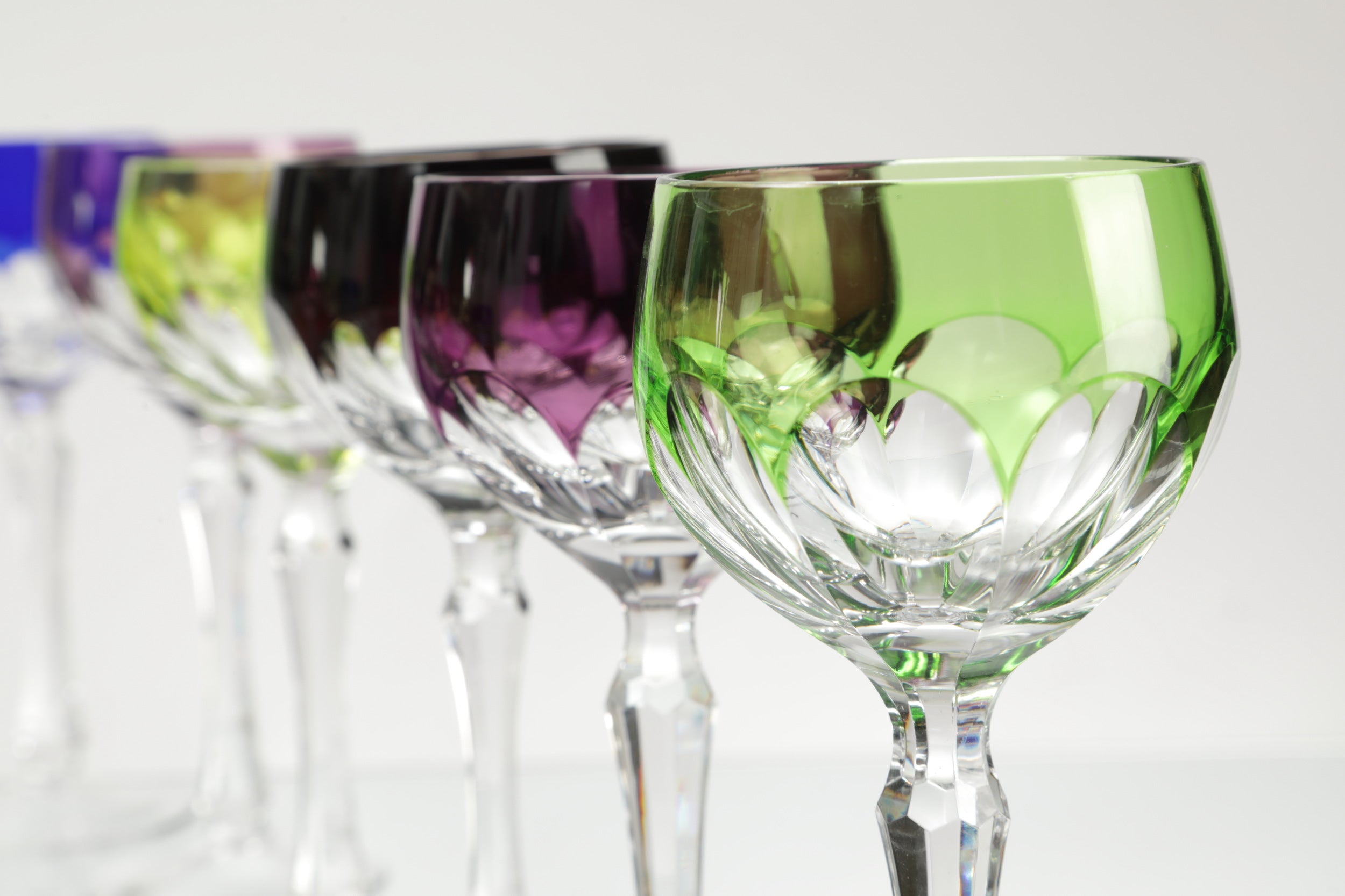 12 colored Bohemia crystal glasses
