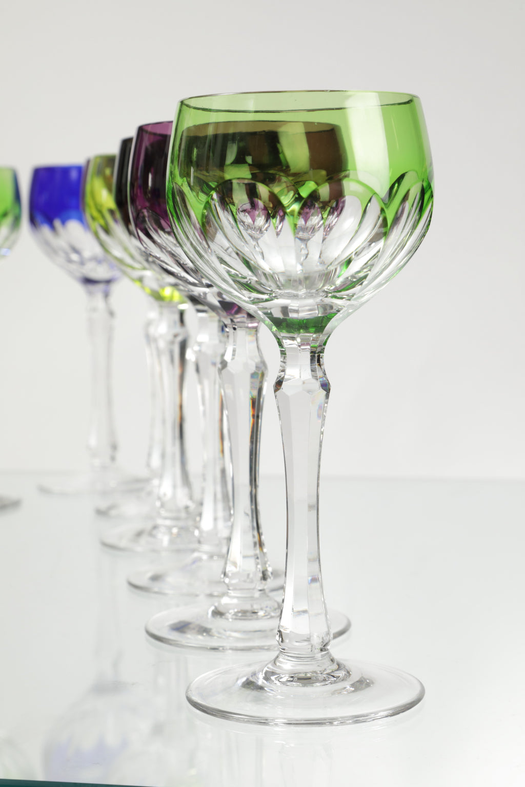12 colored Bohemia crystal glasses