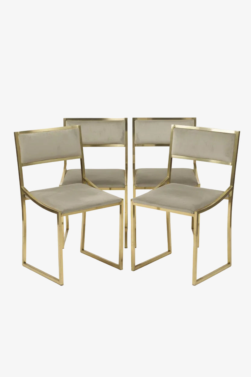 4 70's brass and velvet chairs reinterpreted by triplef