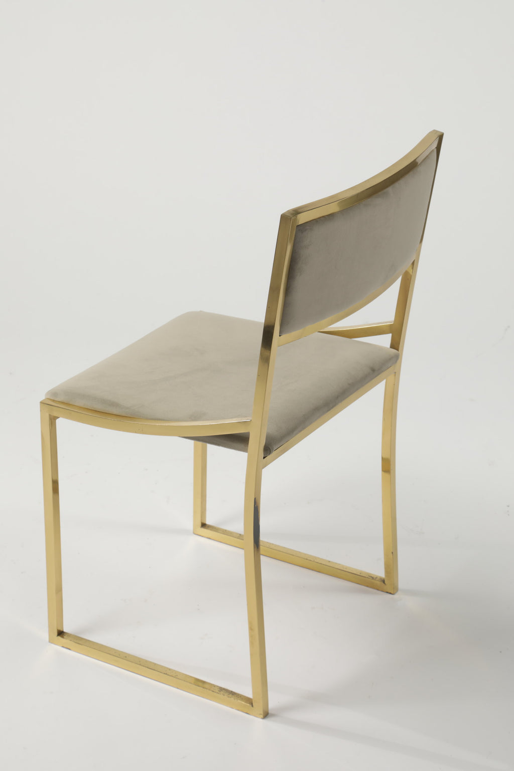 4 70's brass and velvet chairs reinterpreted by triplef