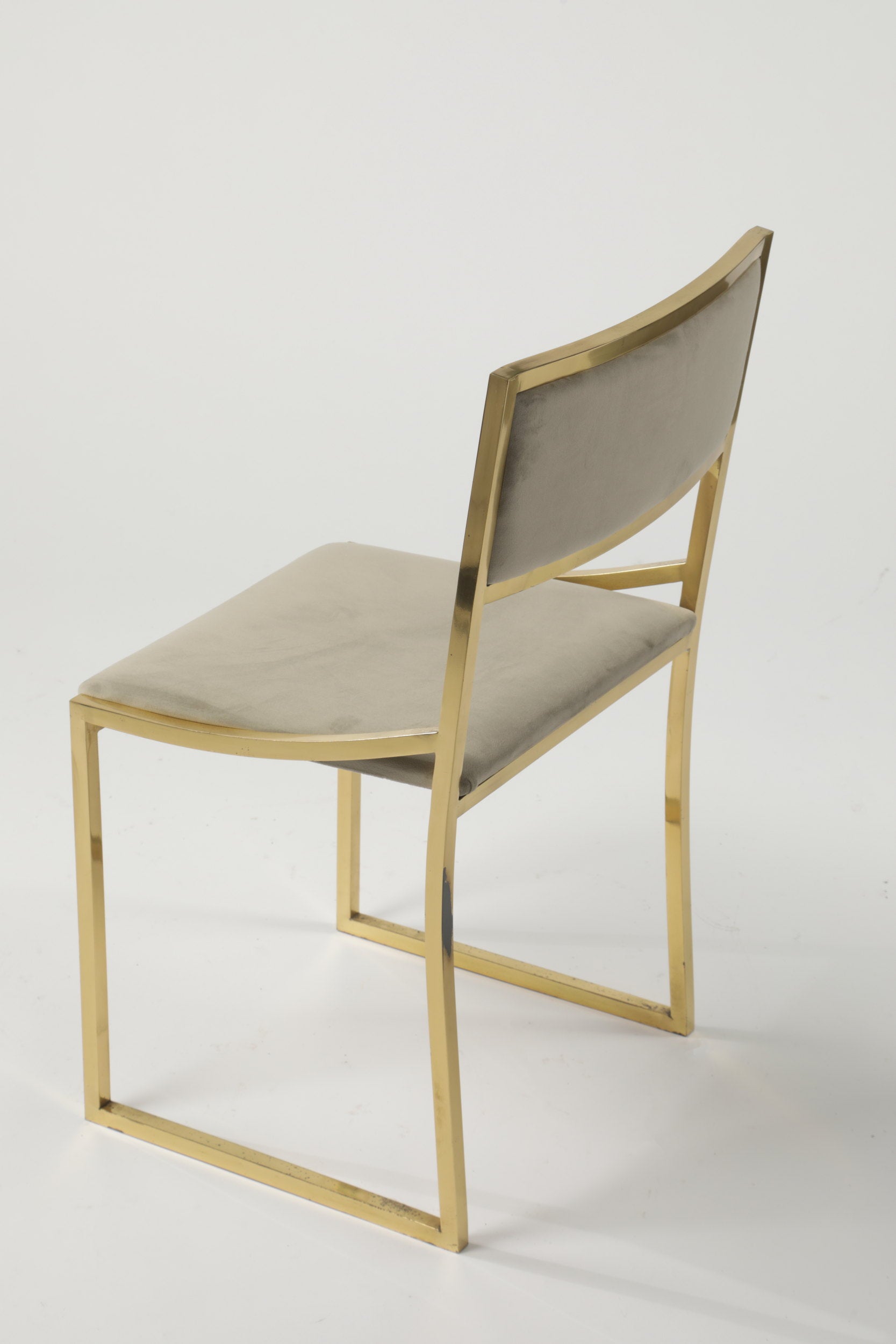 4 70's brass and velvet chairs reinterpreted by triplef