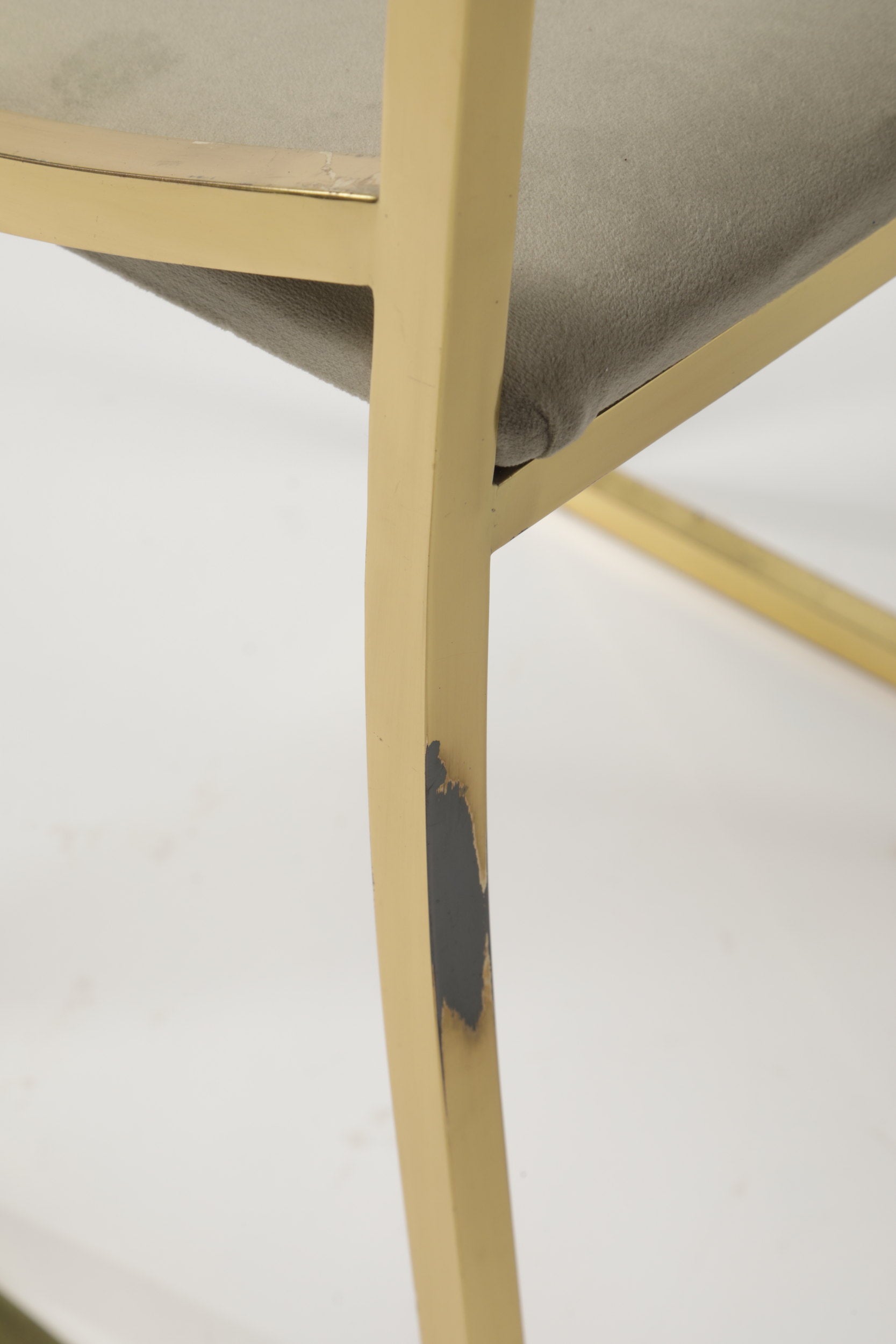 4 70's brass and velvet chairs reinterpreted by triplef