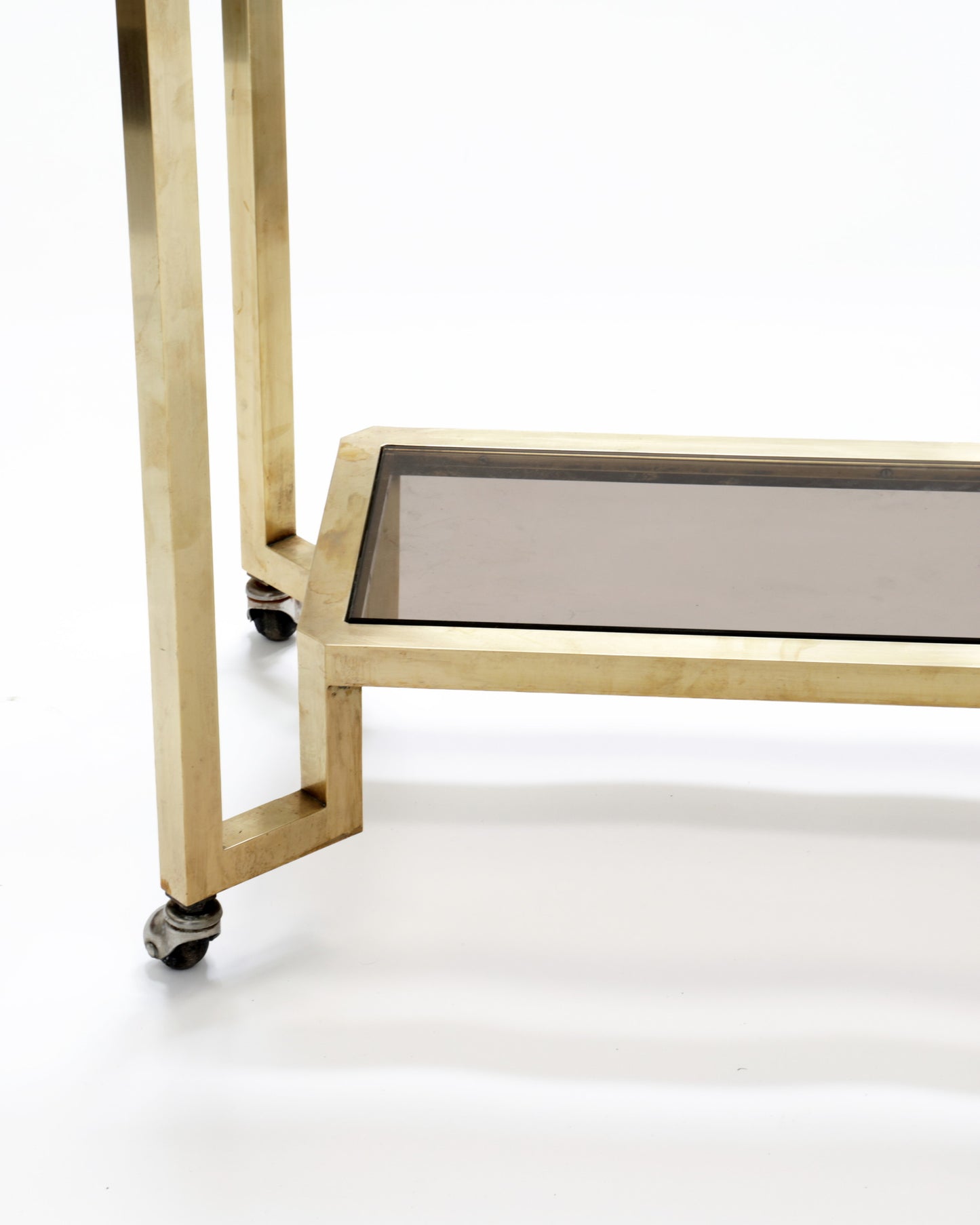 1970s brass and smoked glass trolley