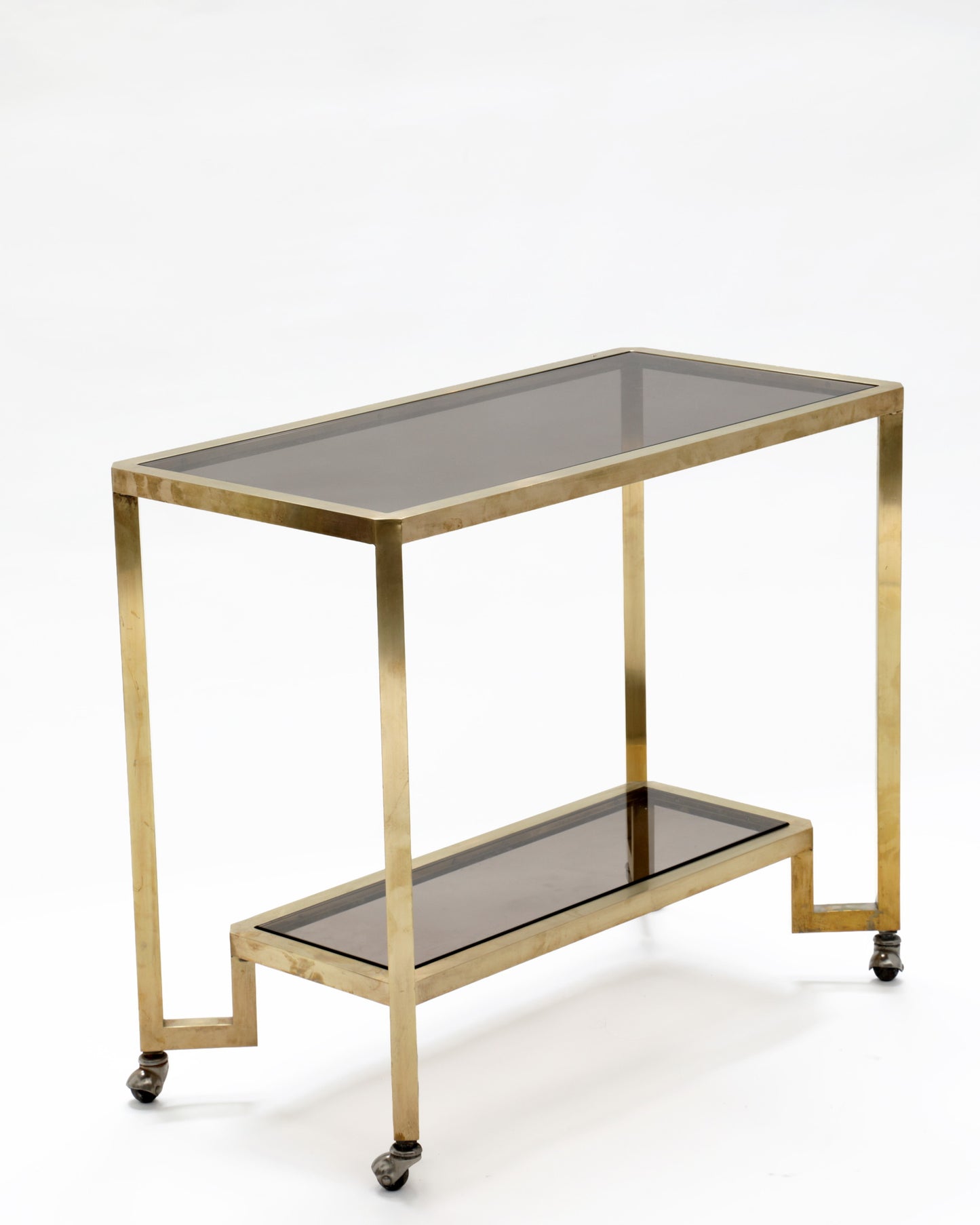 1970s brass and smoked glass trolley