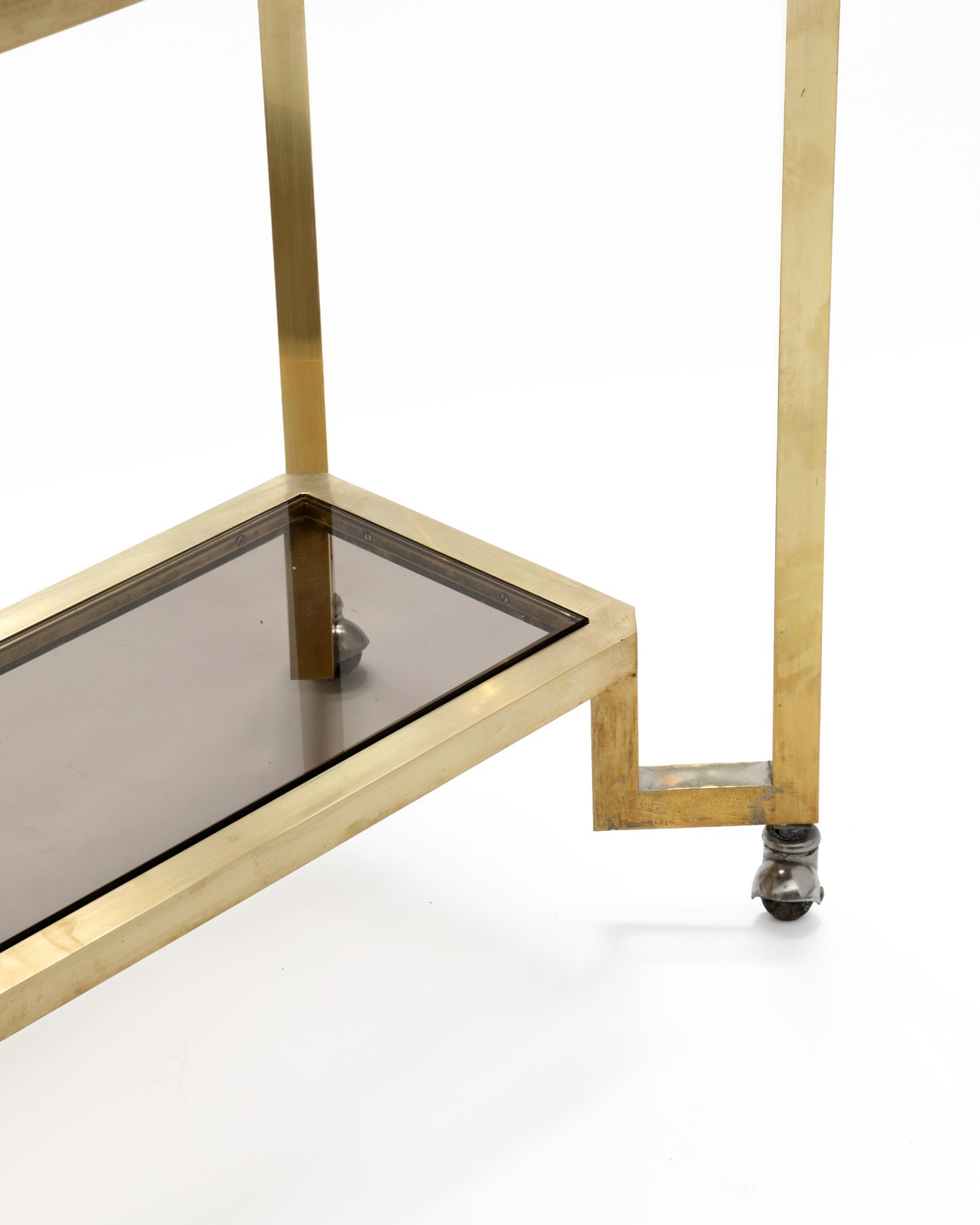 1970s brass and smoked glass trolley