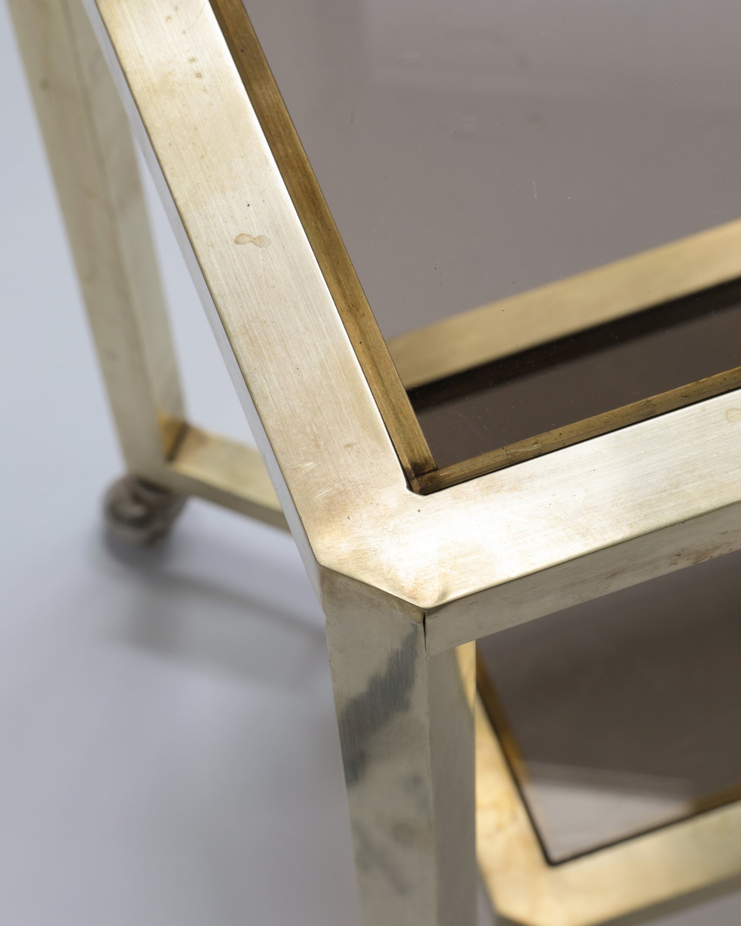 1970s brass and smoked glass trolley