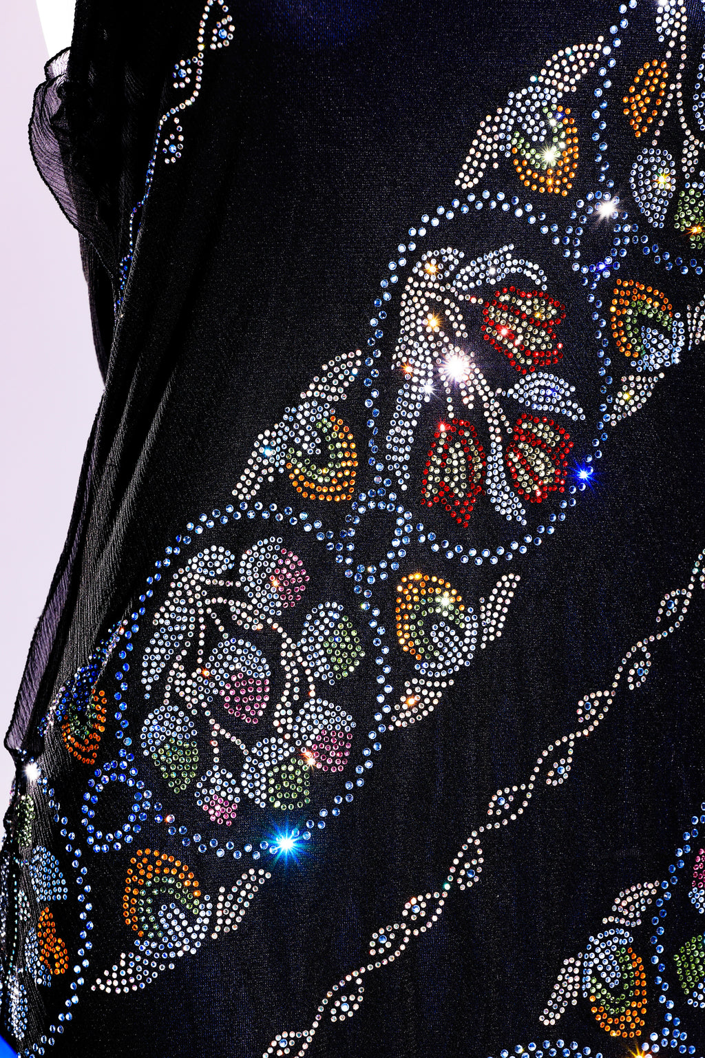 Fendi spring/summer 2000 collection dress in black chiffon with colored rhinestone appliqués
