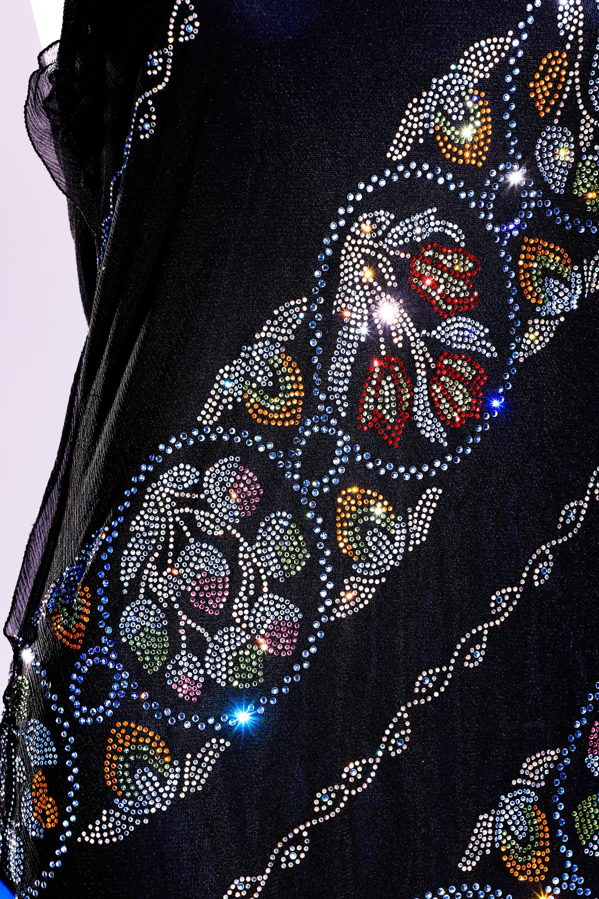 Fendi spring/summer 2000 collection dress in black chiffon with colored rhinestone appliqués