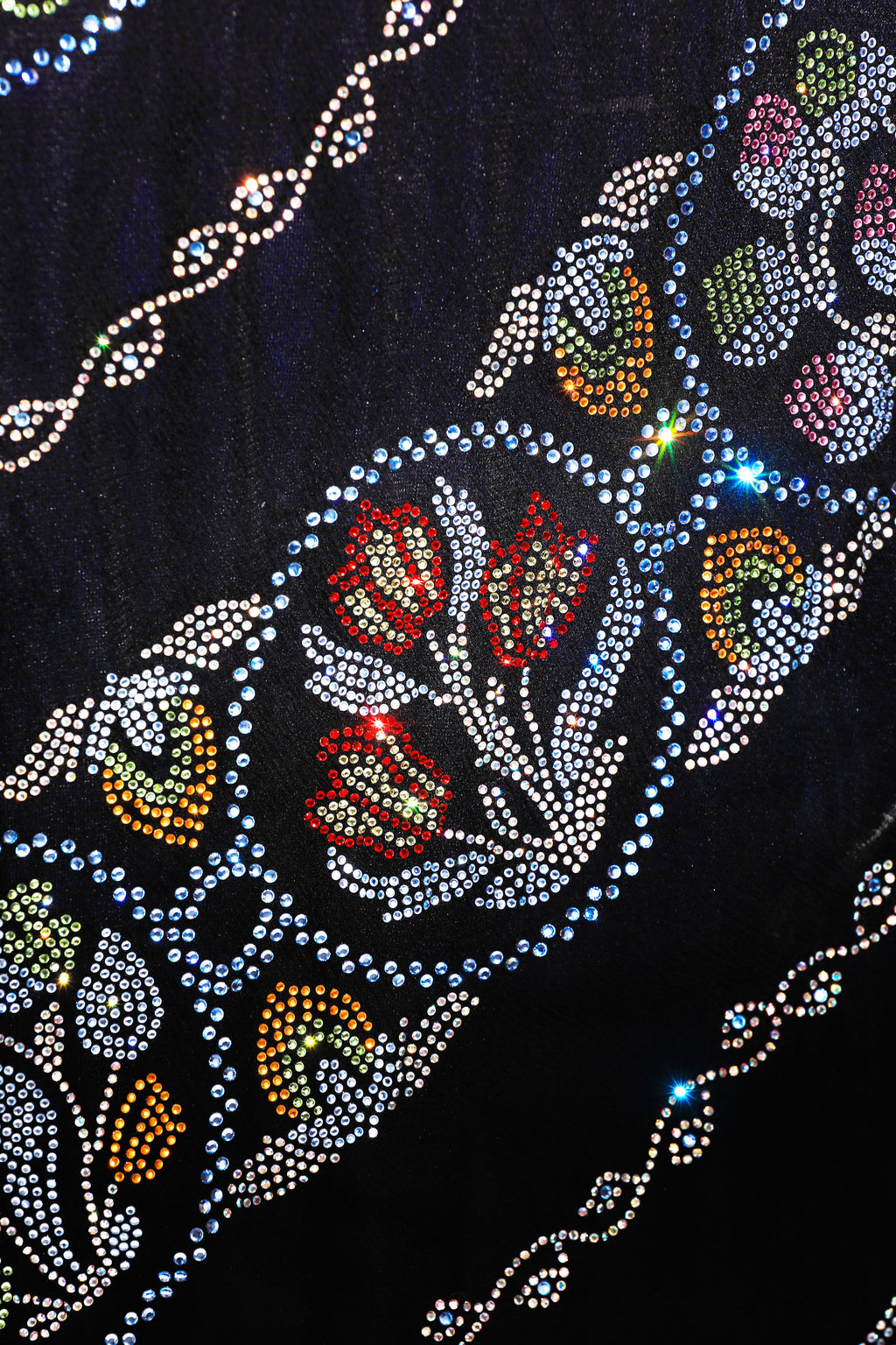 Fendi spring/summer 2000 collection dress in black chiffon with colored rhinestone appliqués