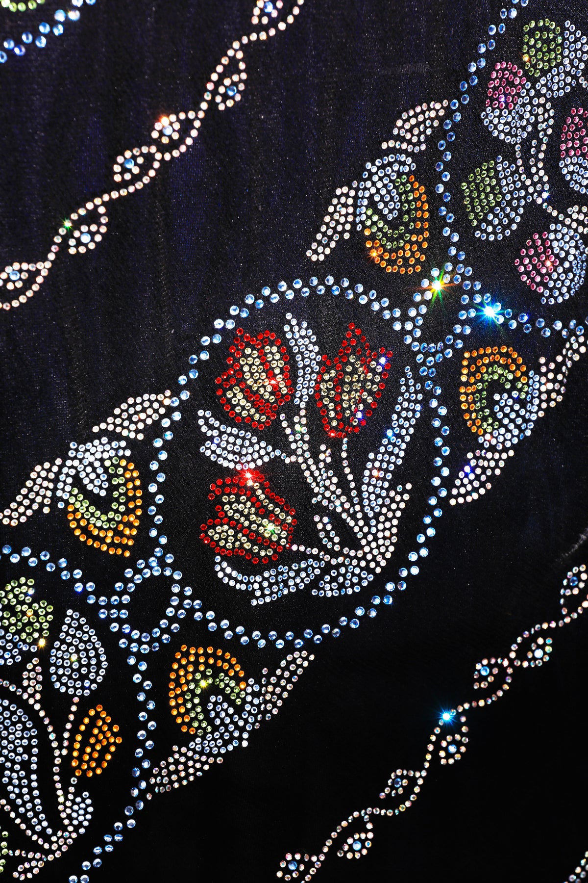Fendi spring/summer 2000 collection dress in black chiffon with colored rhinestone appliqués