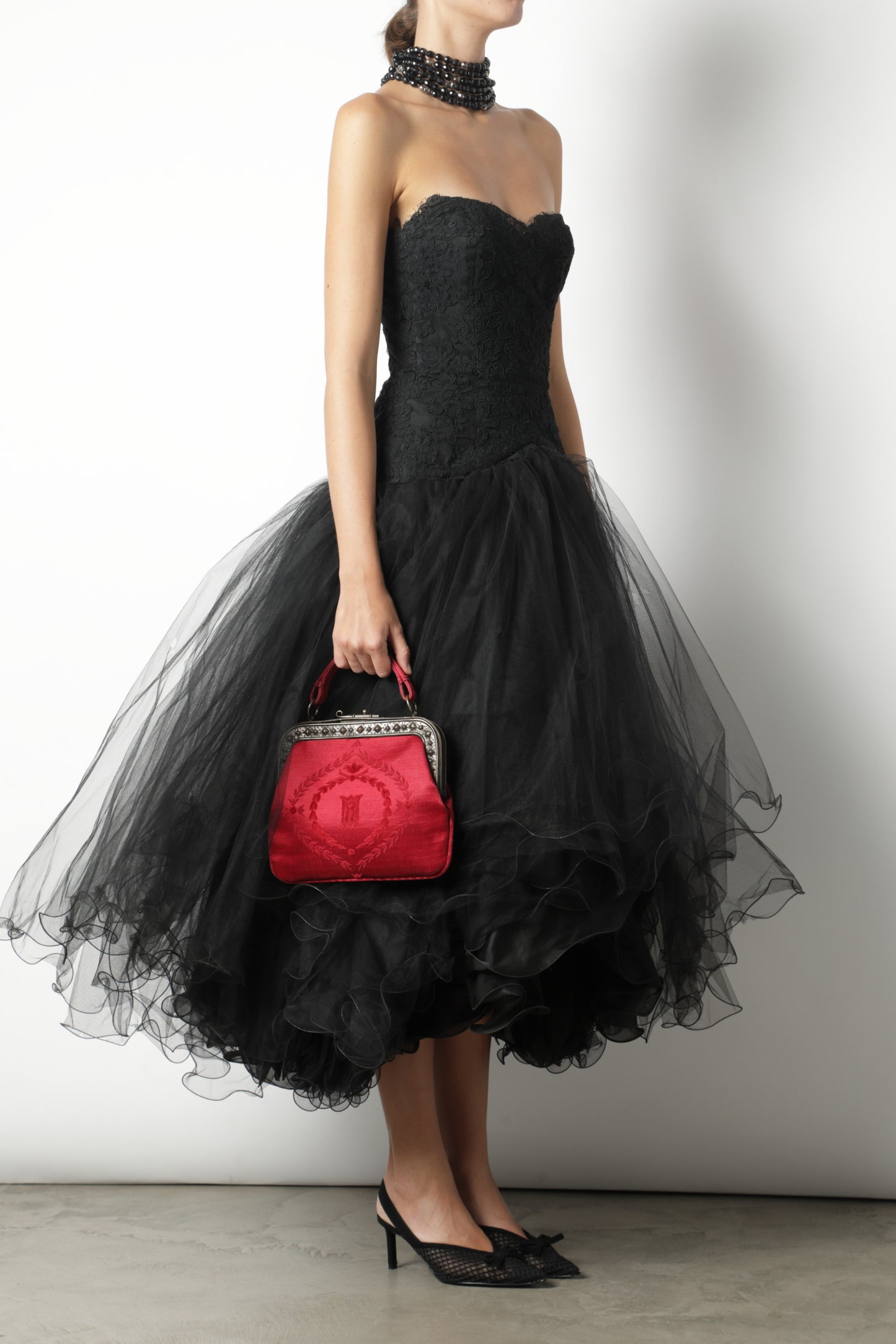 Fendi black dress tulle skirt