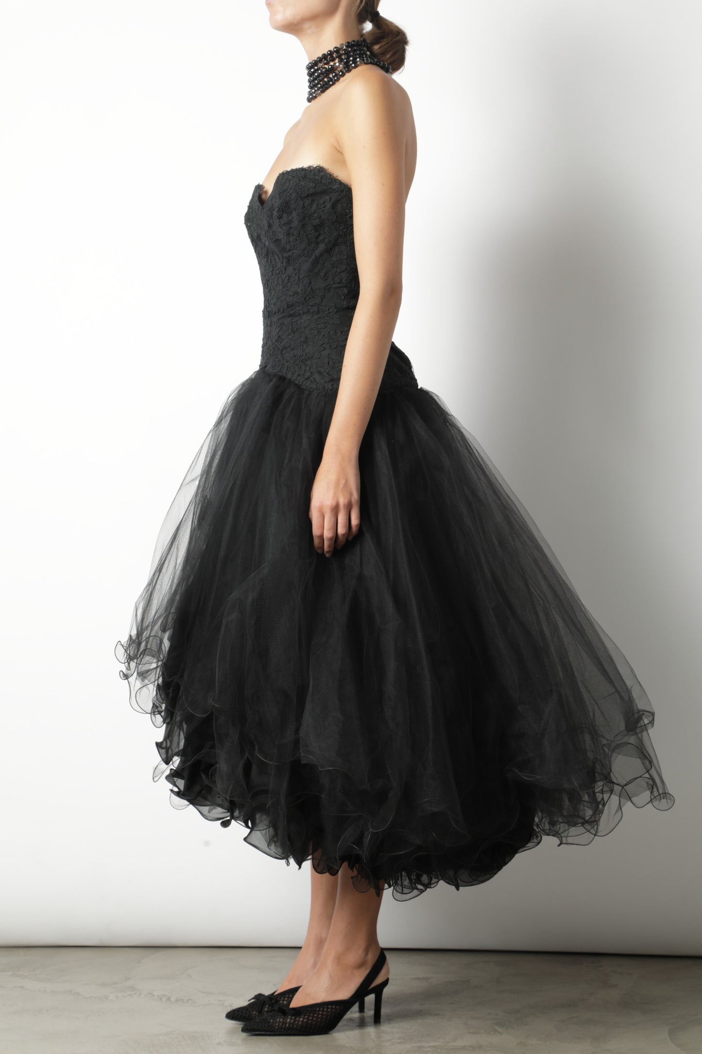 Fendi black dress tulle skirt