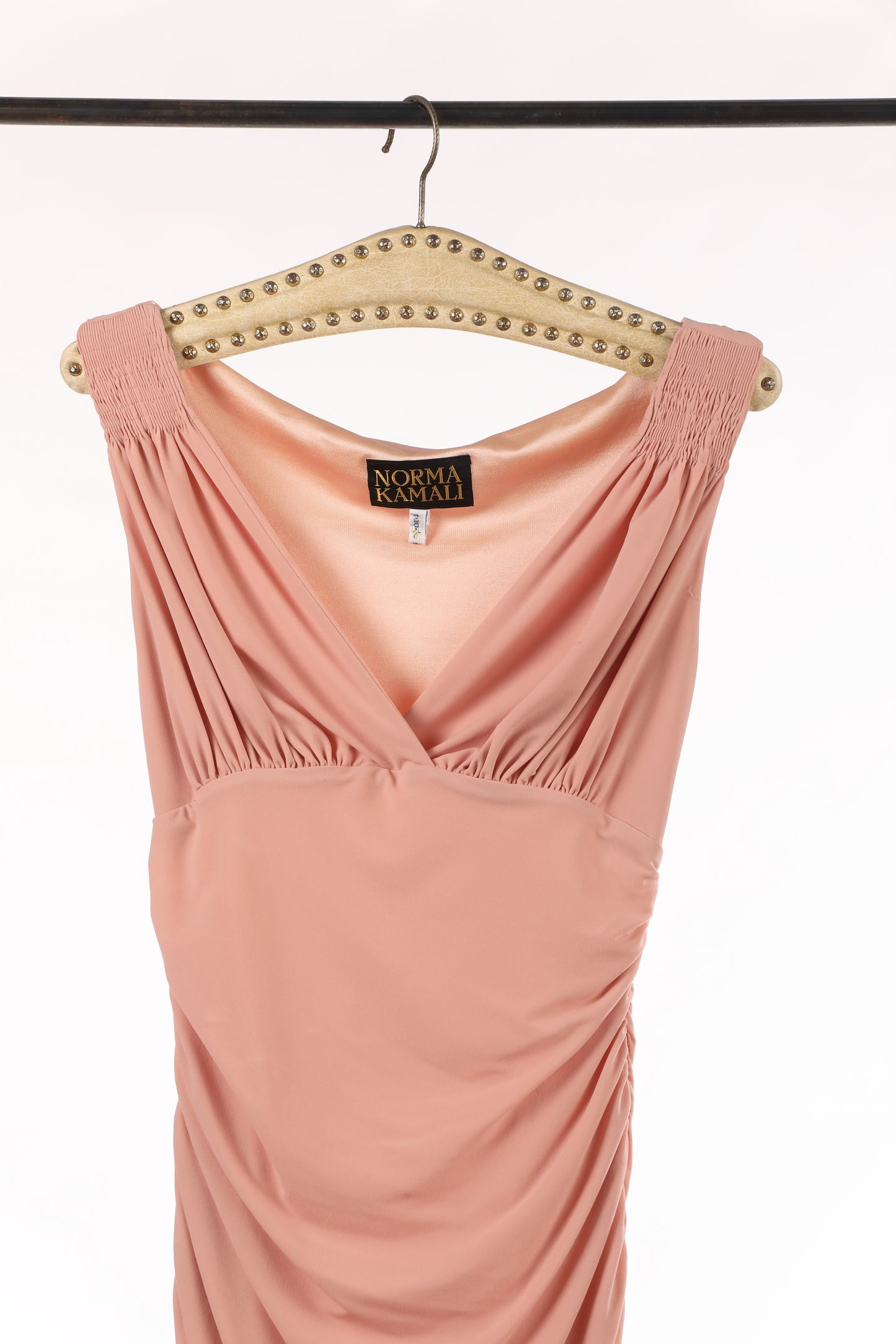 Norma Kamali 80s dress powder pink jersey