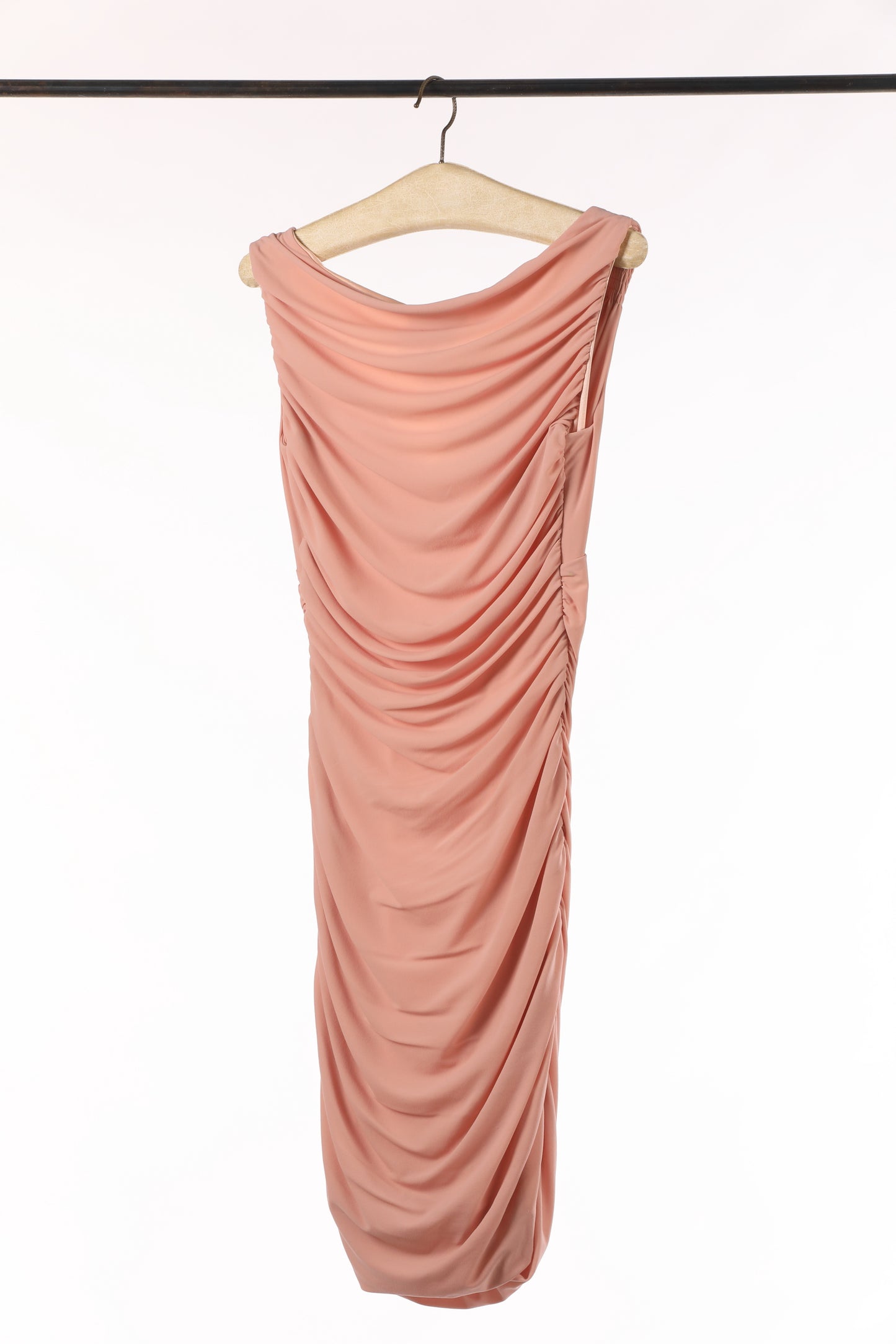 Norma Kamali 80s dress powder pink jersey