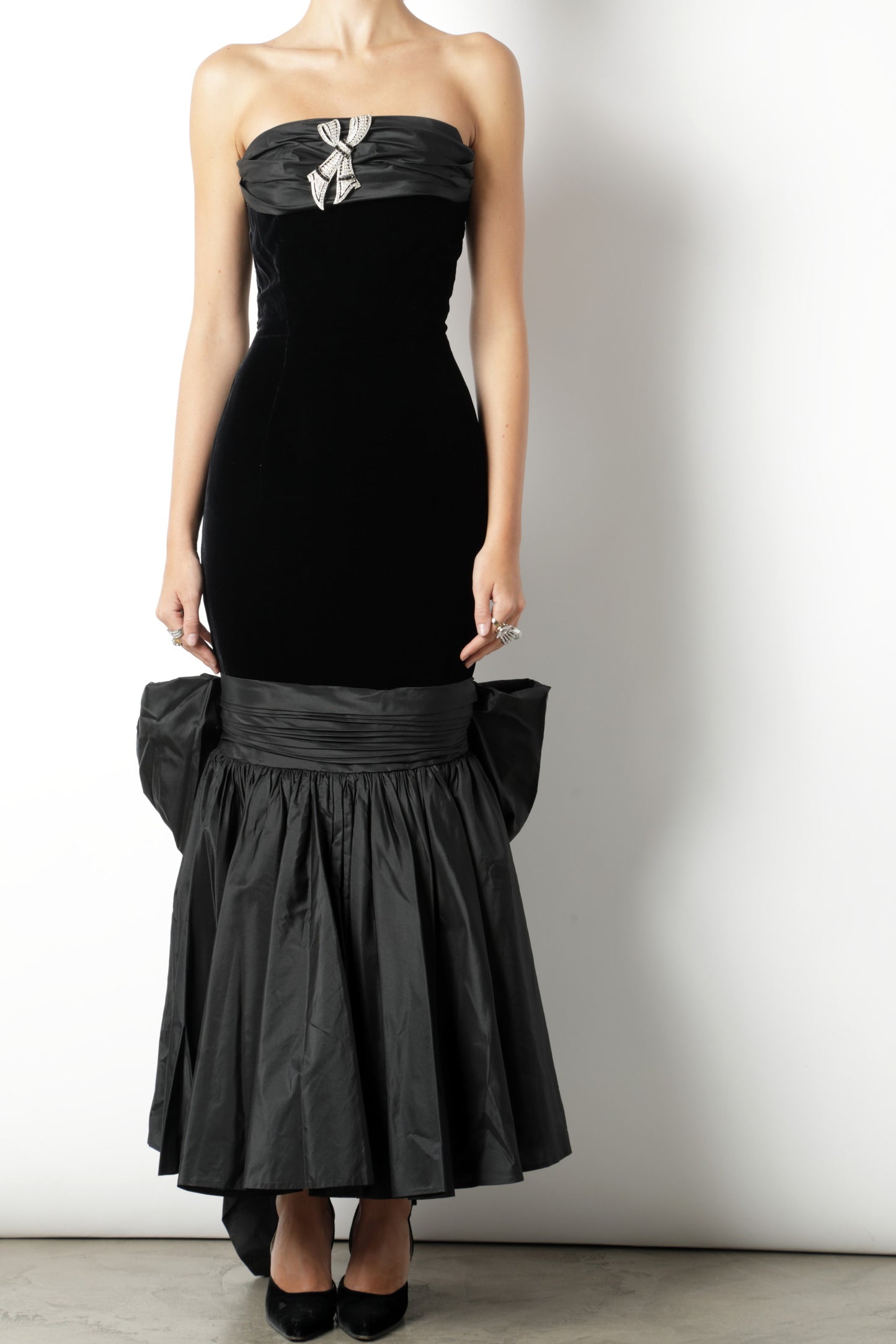 Fendi black velvet long dress