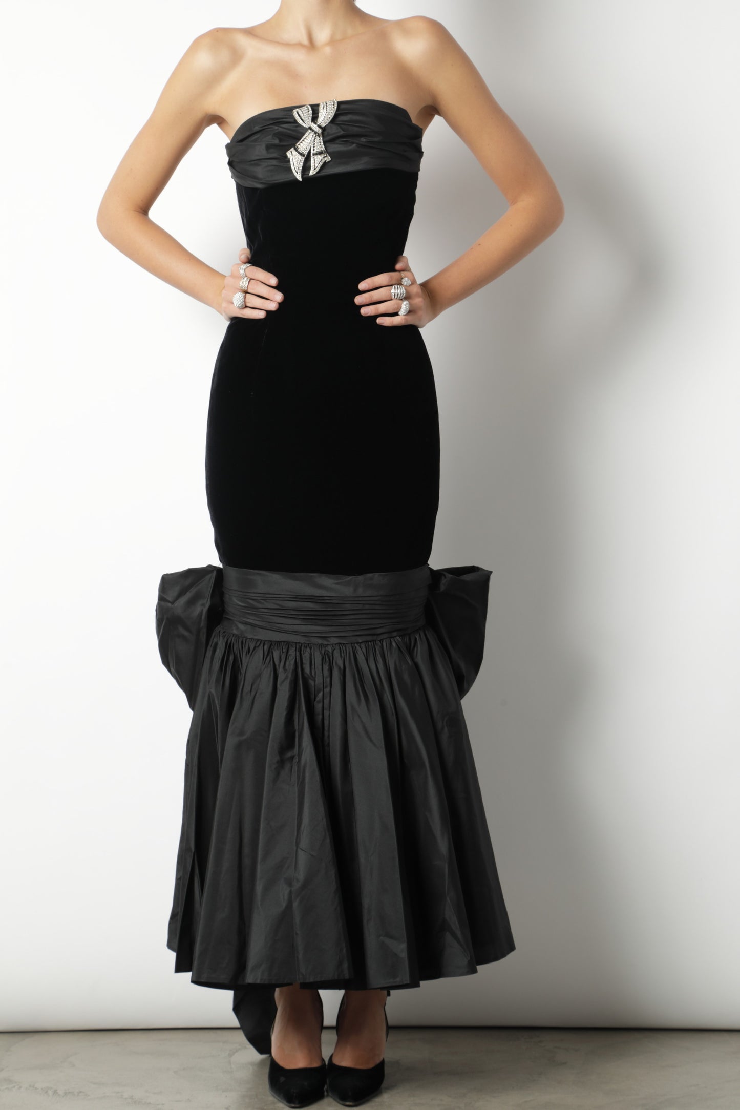 Fendi black velvet long dress