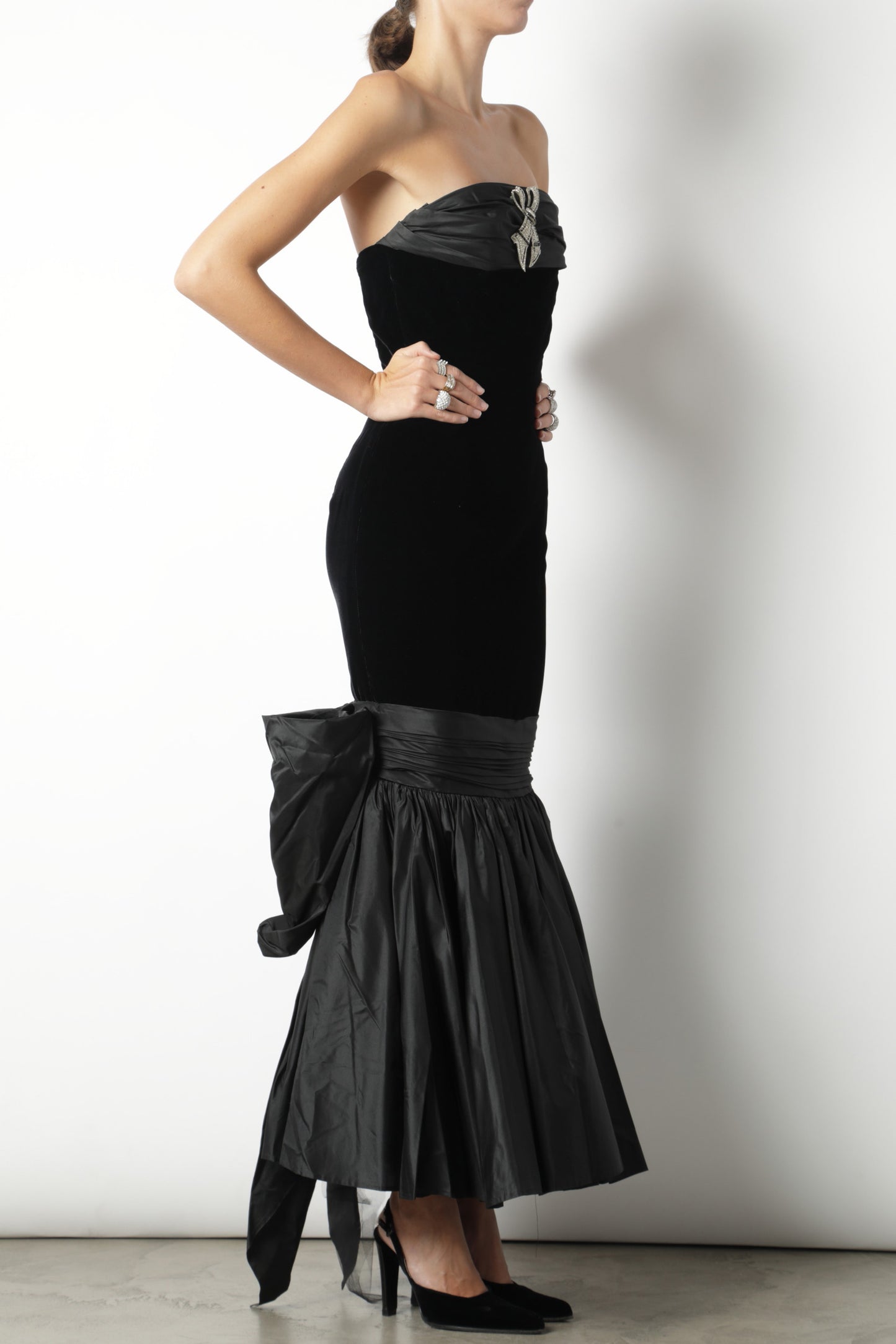 Fendi black velvet long dress