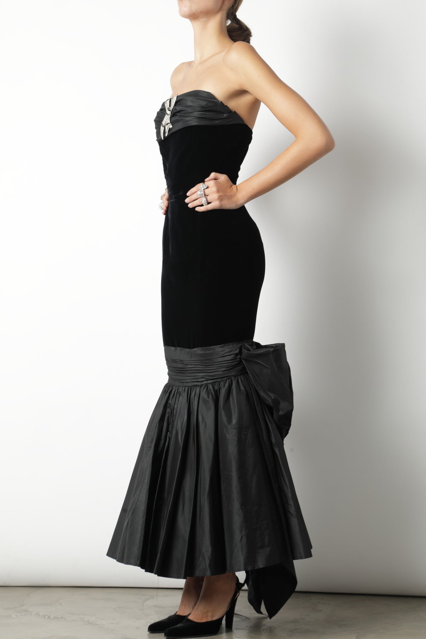 Fendi black velvet long dress