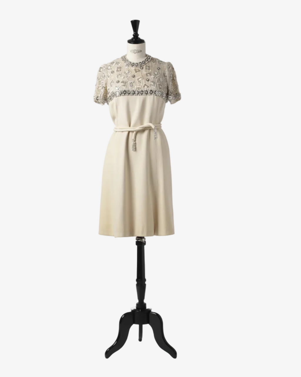 1960s ivory silk sequin embroidered dress
