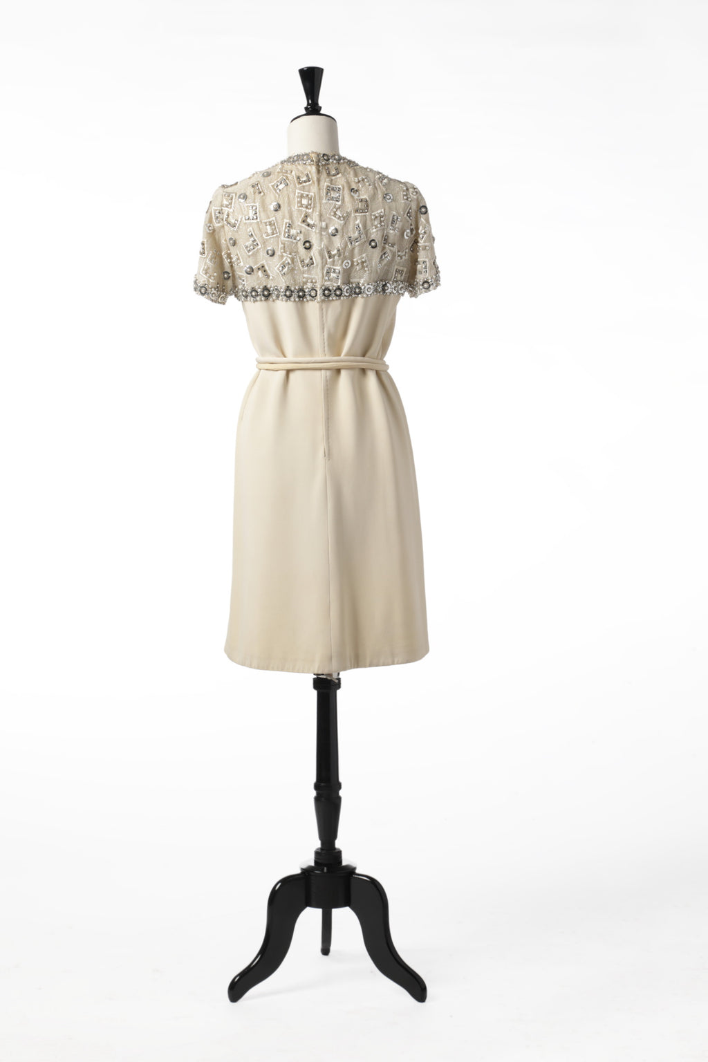 1960s ivory silk sequin embroidered dress