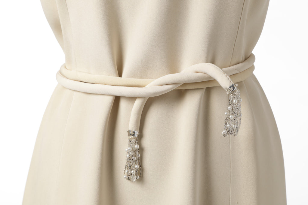 1960s ivory silk sequin embroidered dress