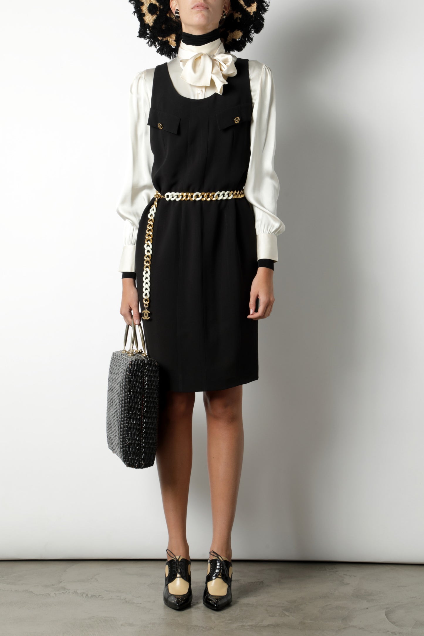 Chanel sheath dress in black crepe