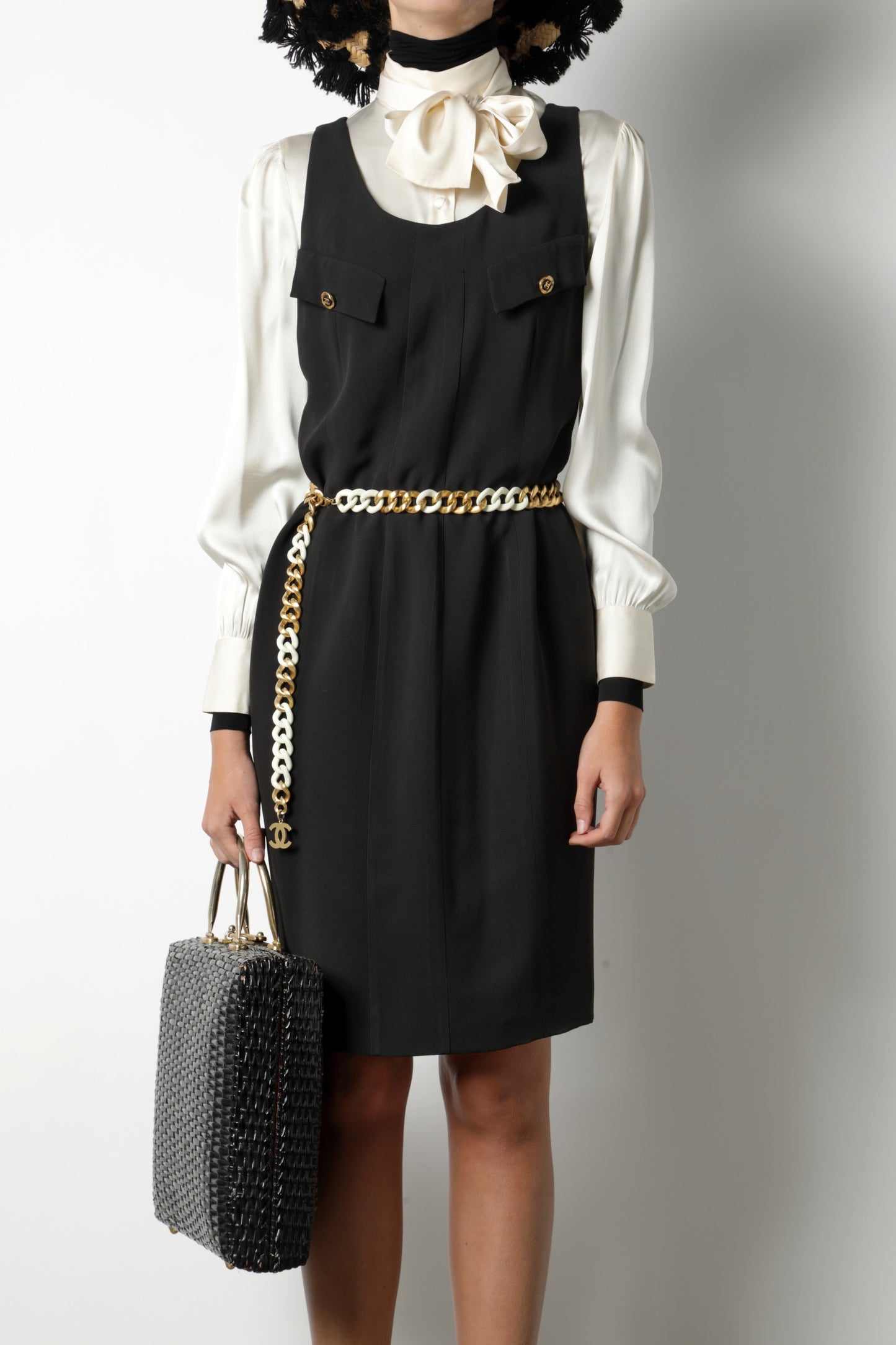 Chanel sheath dress in black crepe