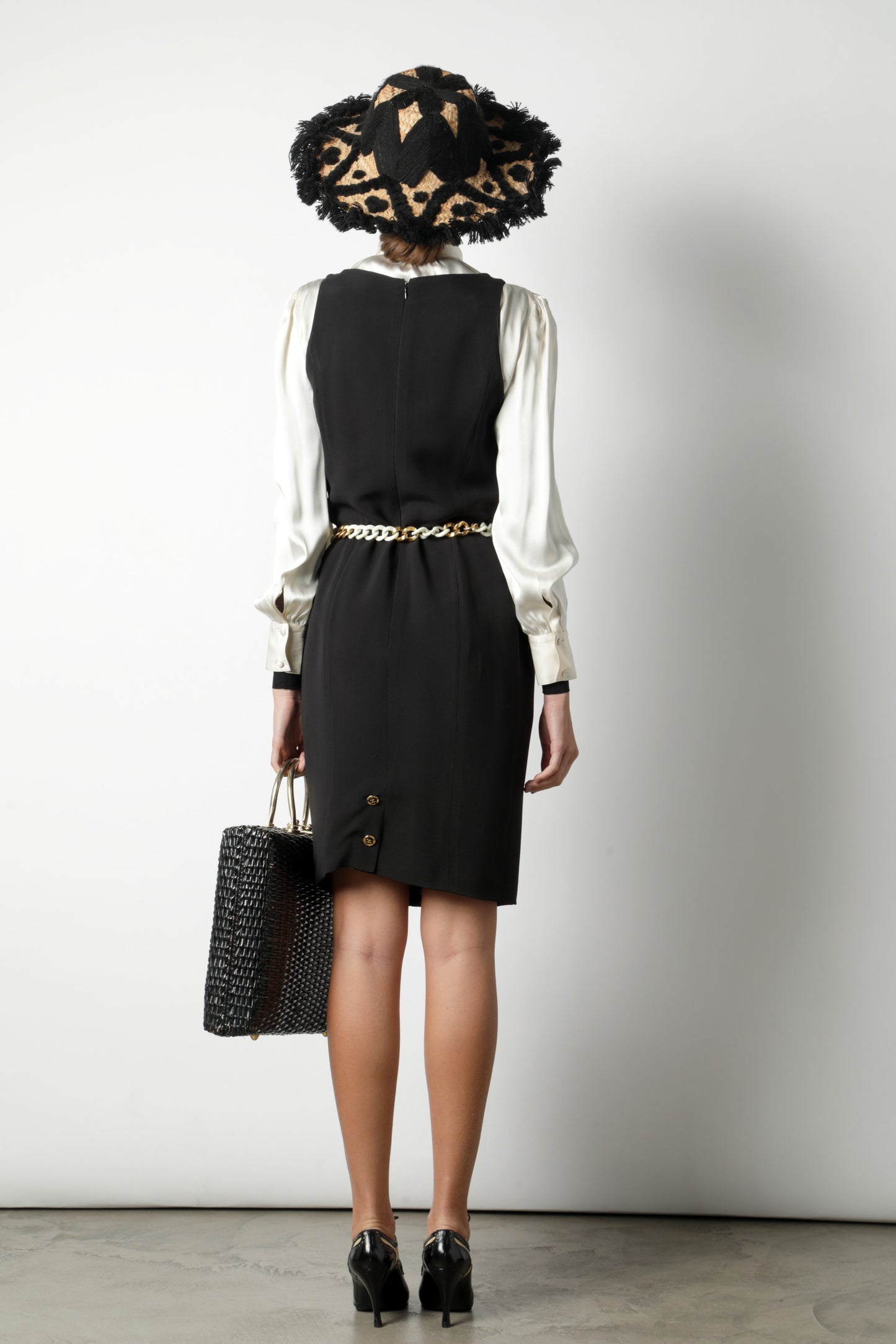 Chanel sheath dress in black crepe