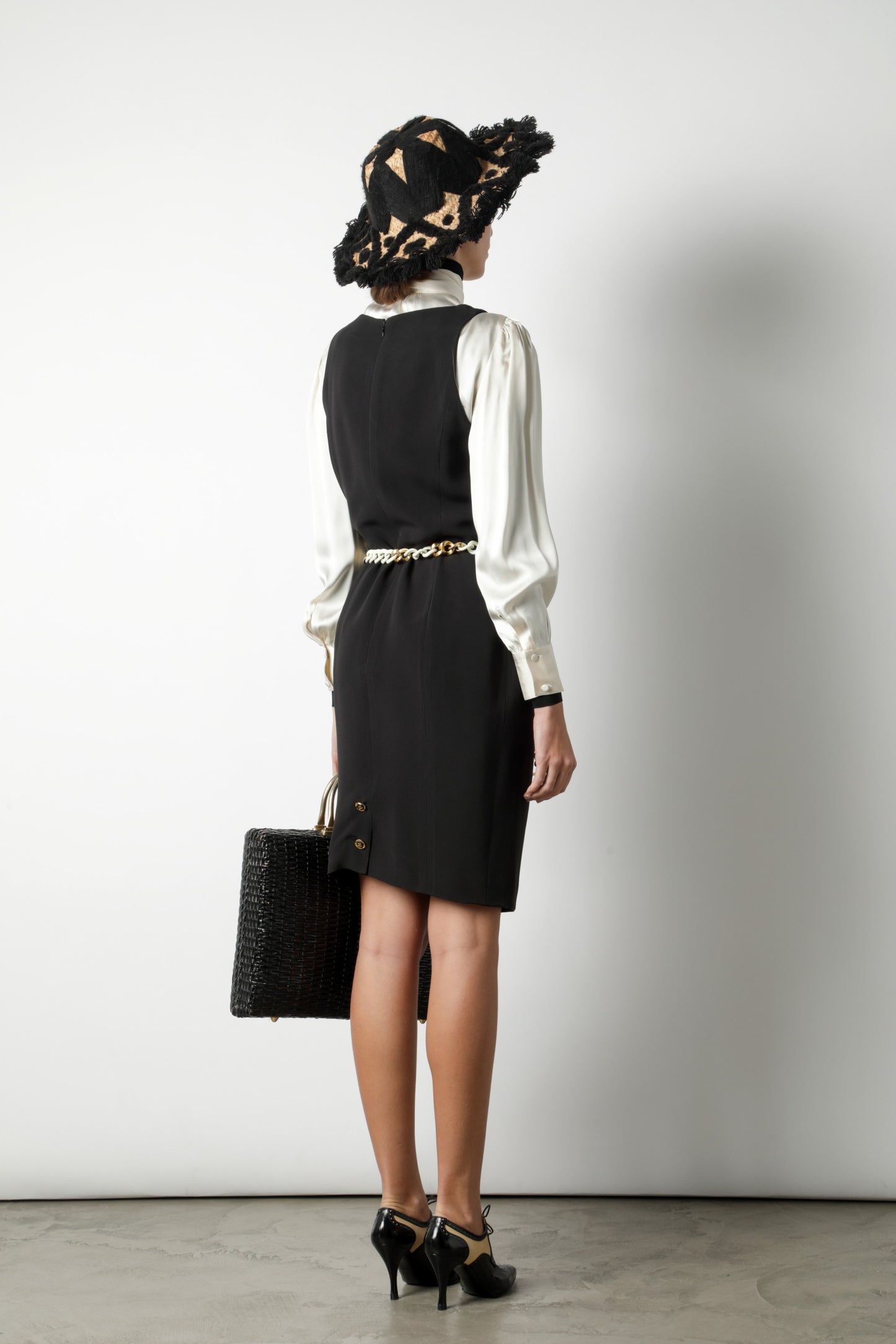 Chanel sheath dress in black crepe