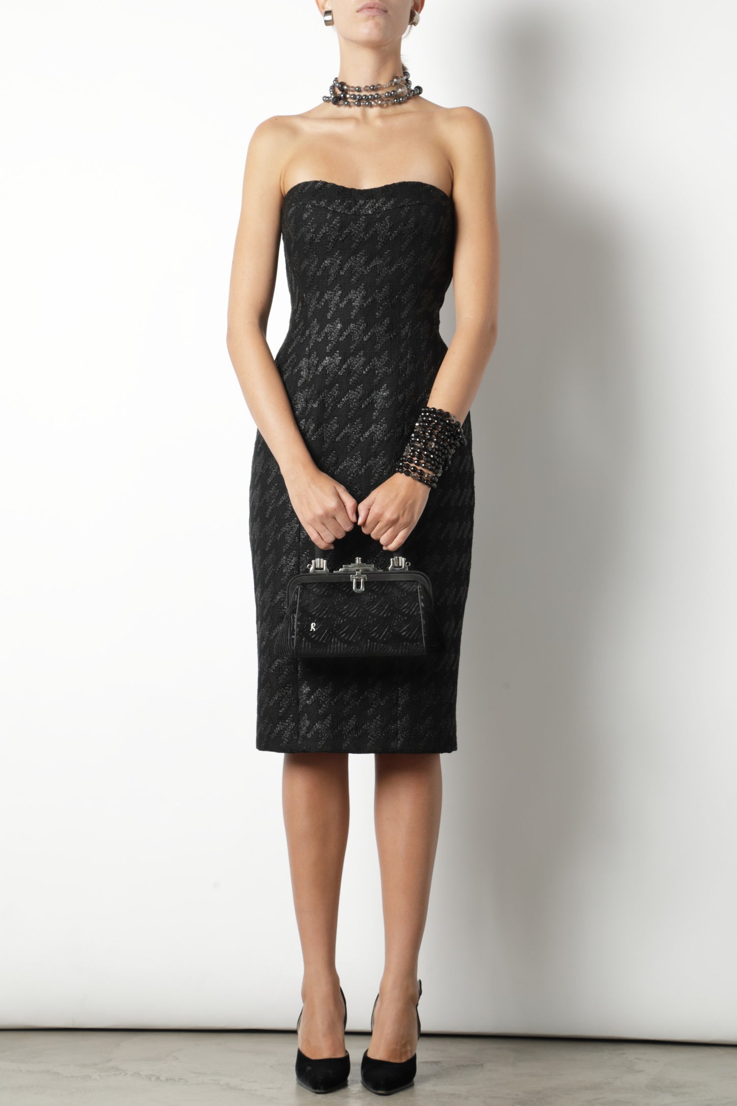 Gucci black houndstooth sheath dress