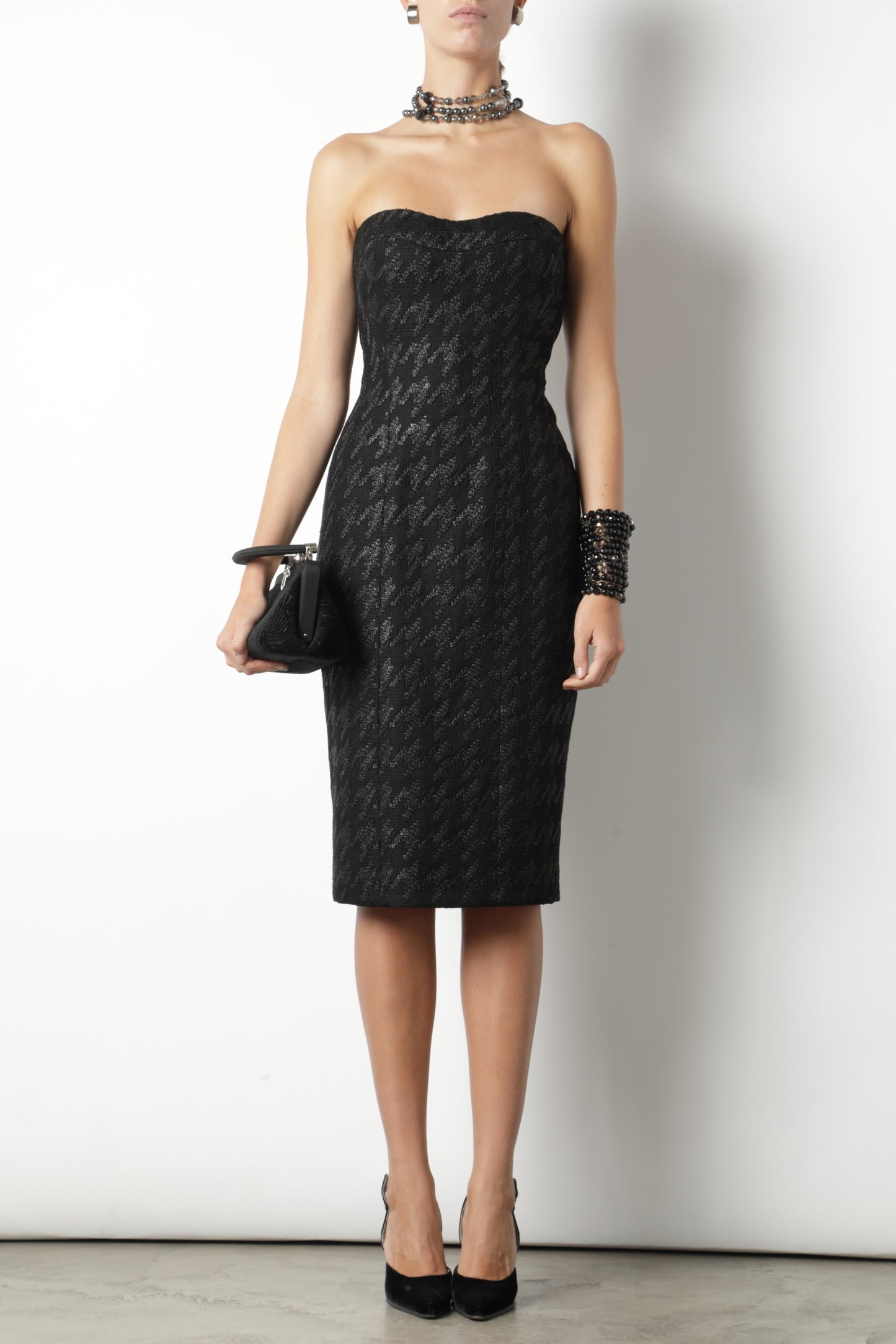 Gucci black houndstooth sheath dress