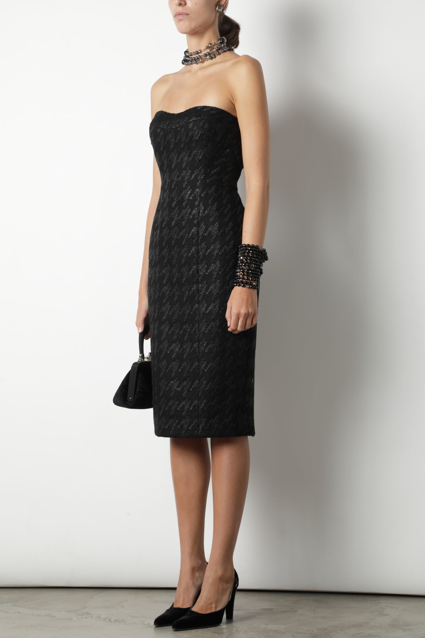 Gucci black houndstooth sheath dress