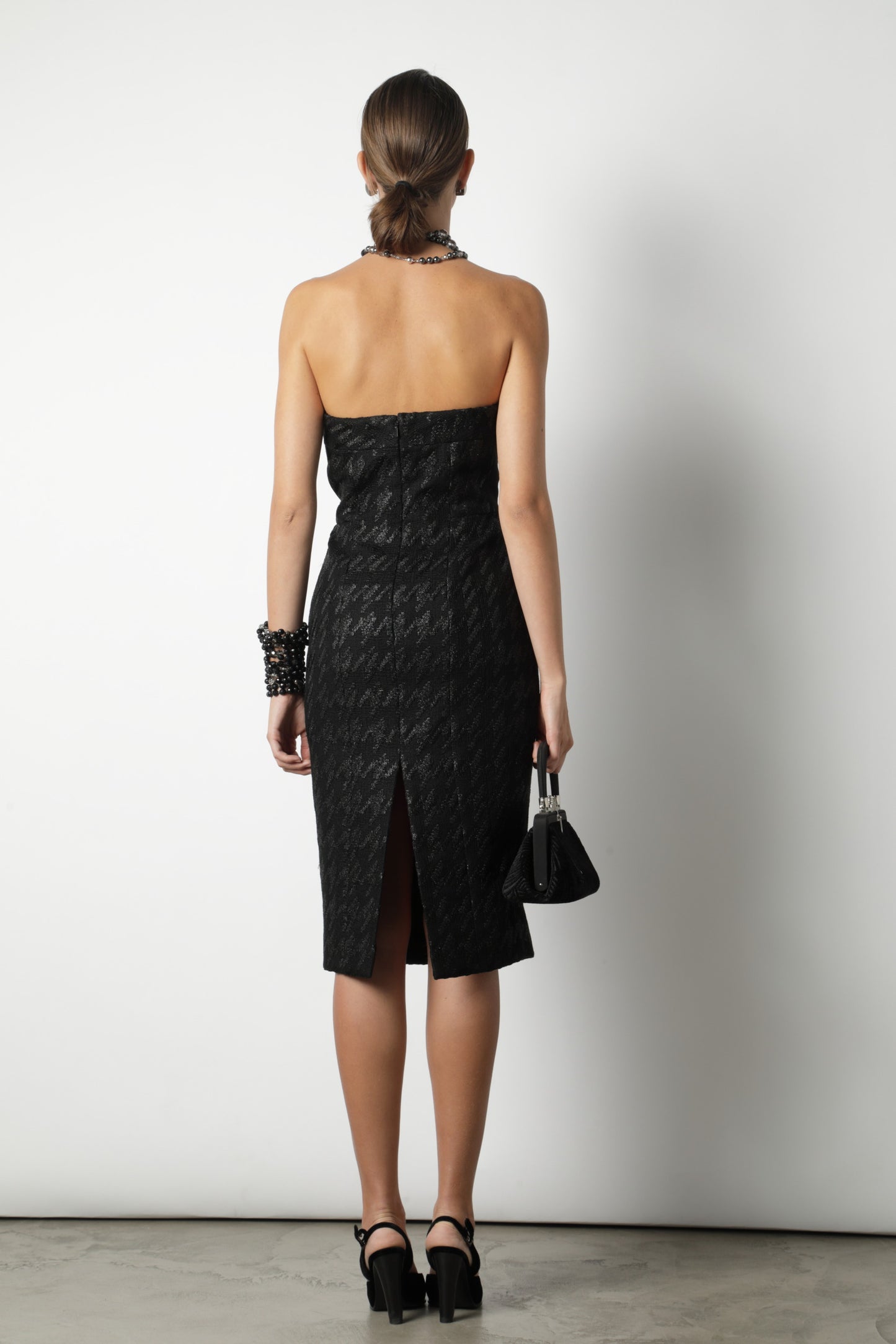 Gucci black houndstooth sheath dress