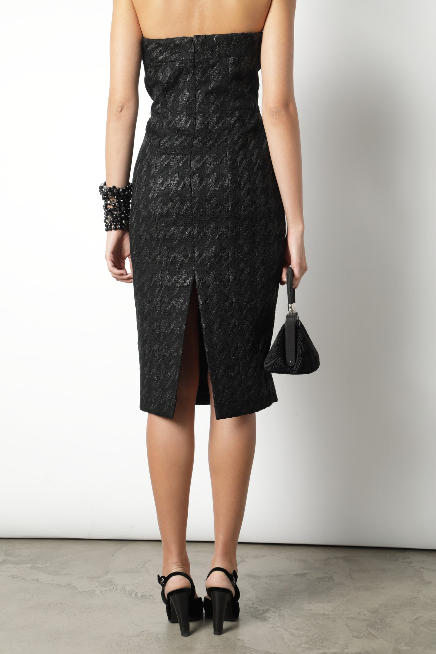 Gucci black houndstooth sheath dress