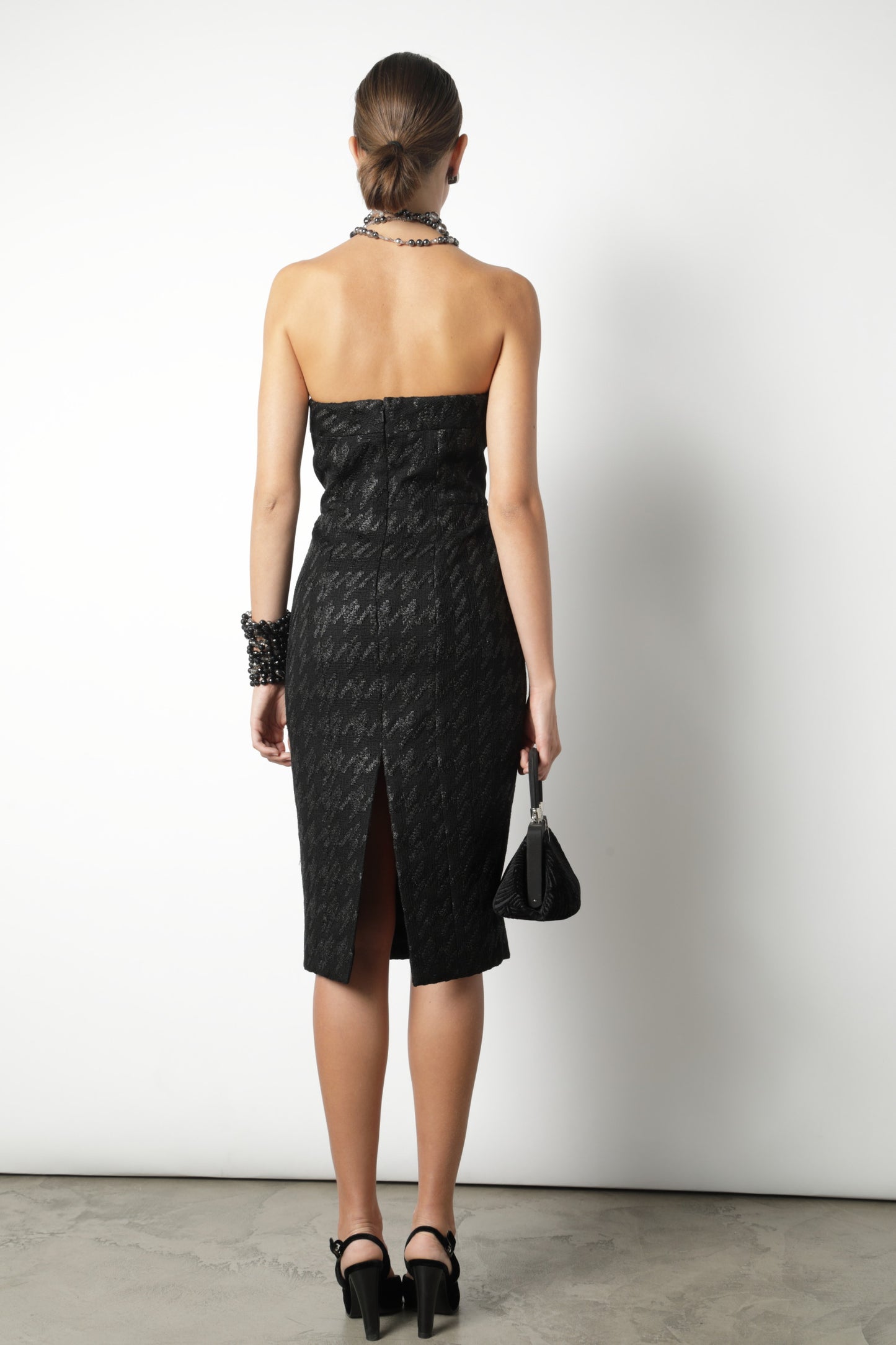 Gucci black houndstooth sheath dress