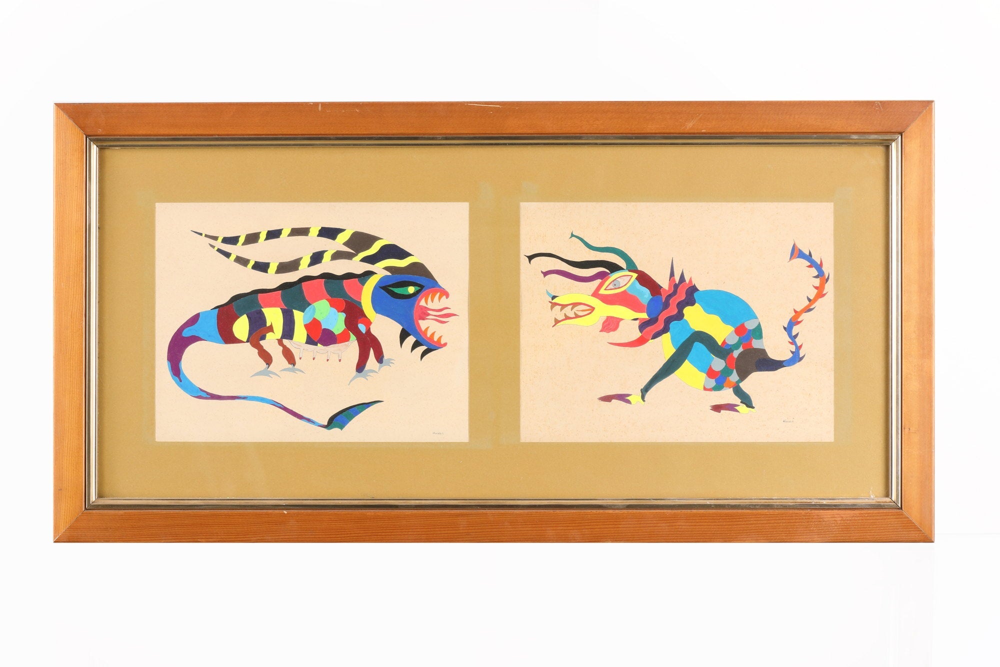 1970s painting Watercolor on paper abstract fauna